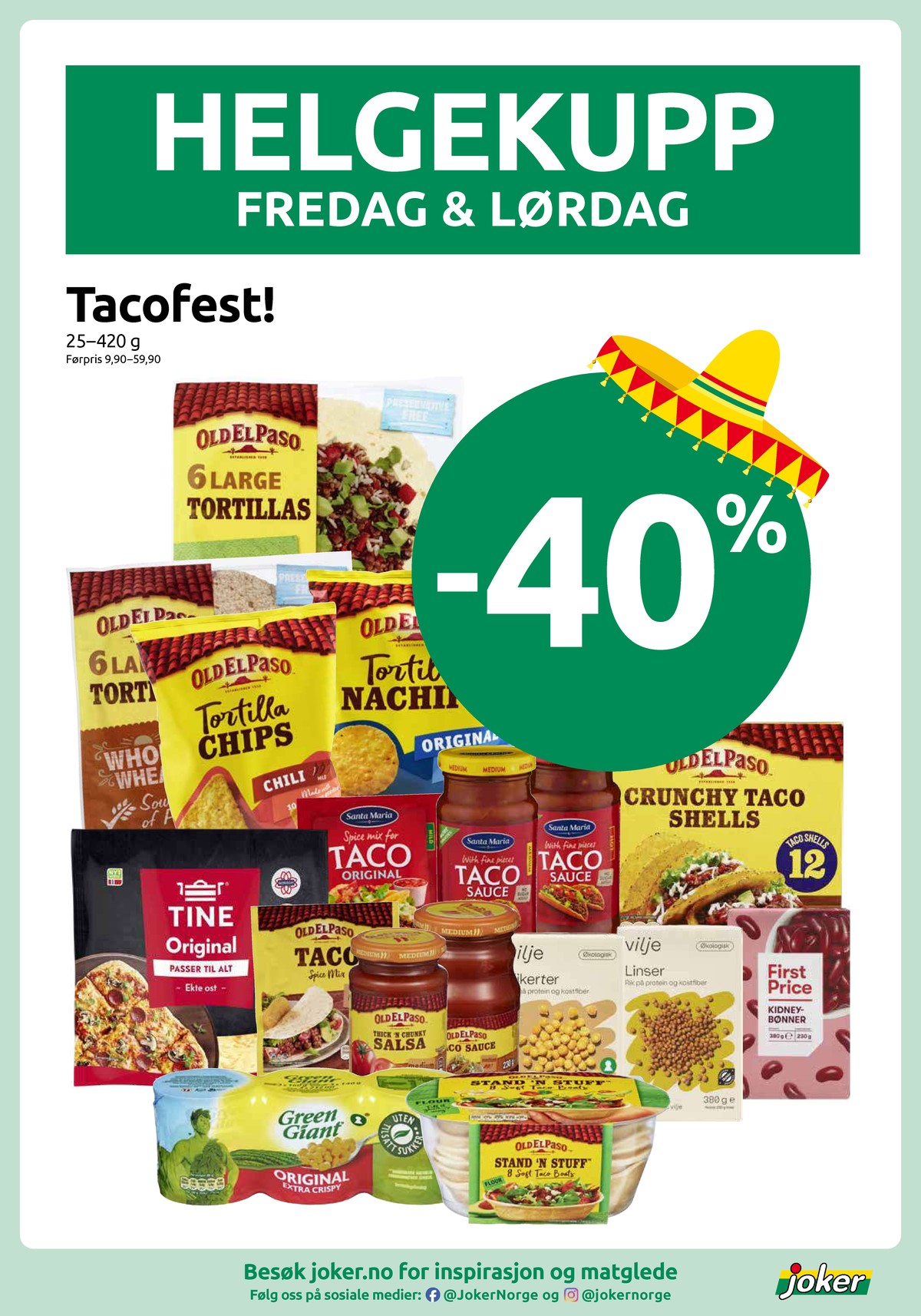 Se Joker kundeavis for uke 30 på Tilbudsuken.no. Se gode tilbud på mange varer, f.eks. salsa old el paso eller tortilla nachips original old el paso. Les kundeavisen her! Side 6