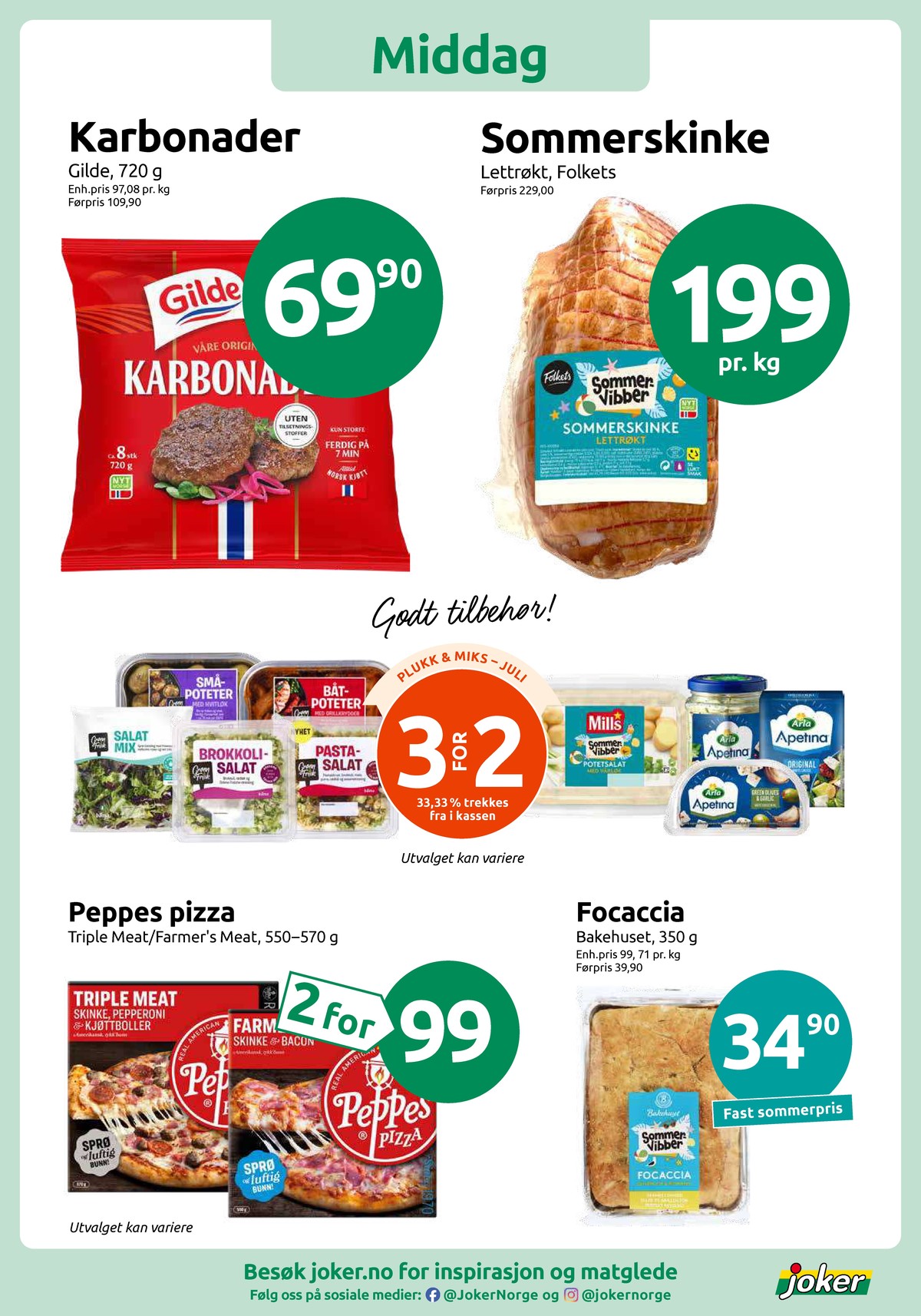 Se Joker kundeavis for uke 30 på Tilbudsuken.no. Se gode tilbud på mange varer, f.eks. karbonader gilde eller skinke folkets. Les kundeavisen her! Side 7