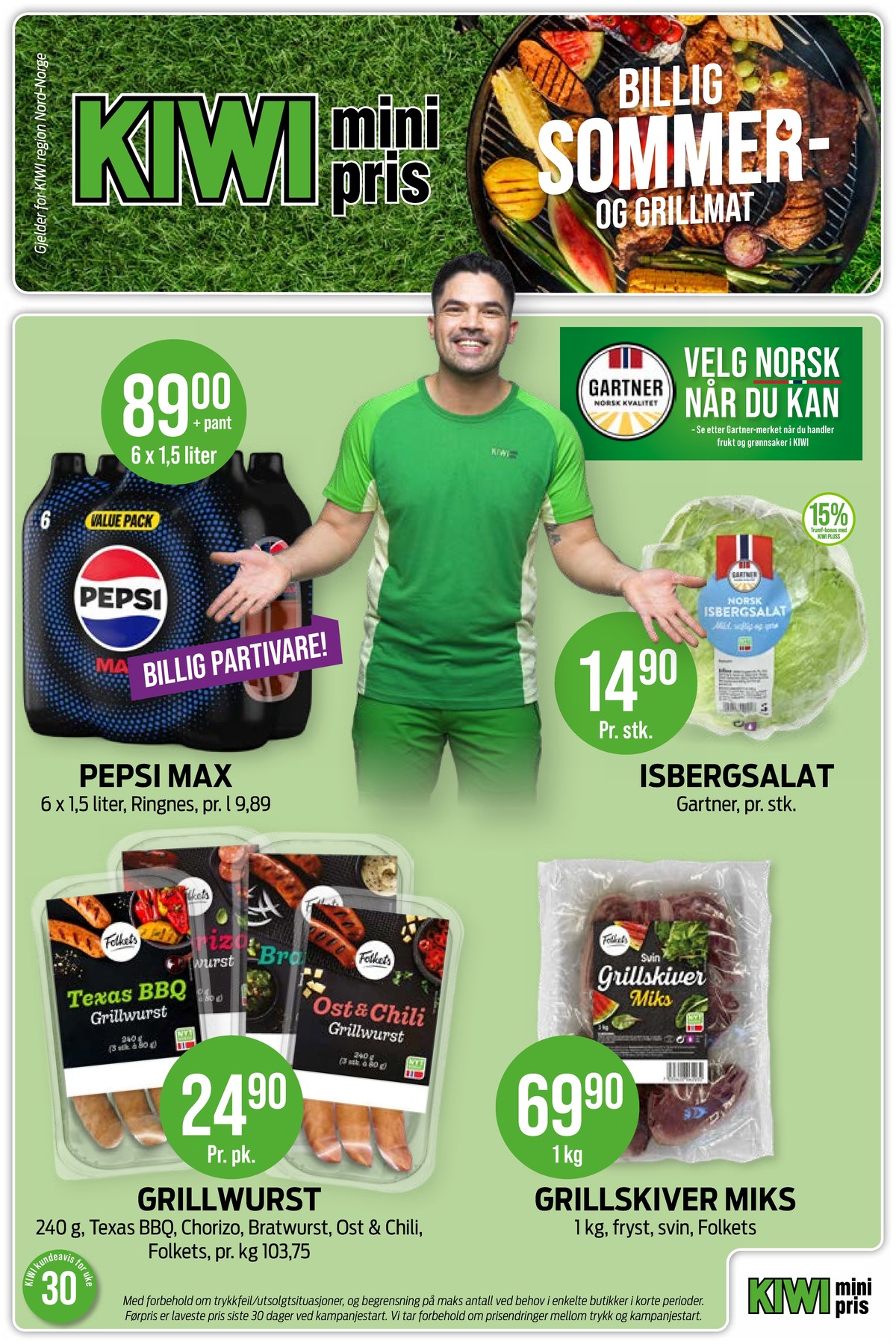 Se Kiwi kundeavis for uke 30 på Tilbudsuken.no. Se gode tilbud på mange varer, f.eks. isbergsalat gartner eller pepsi max 6 pk pepsi max. Les kundeavisen her! Side 1