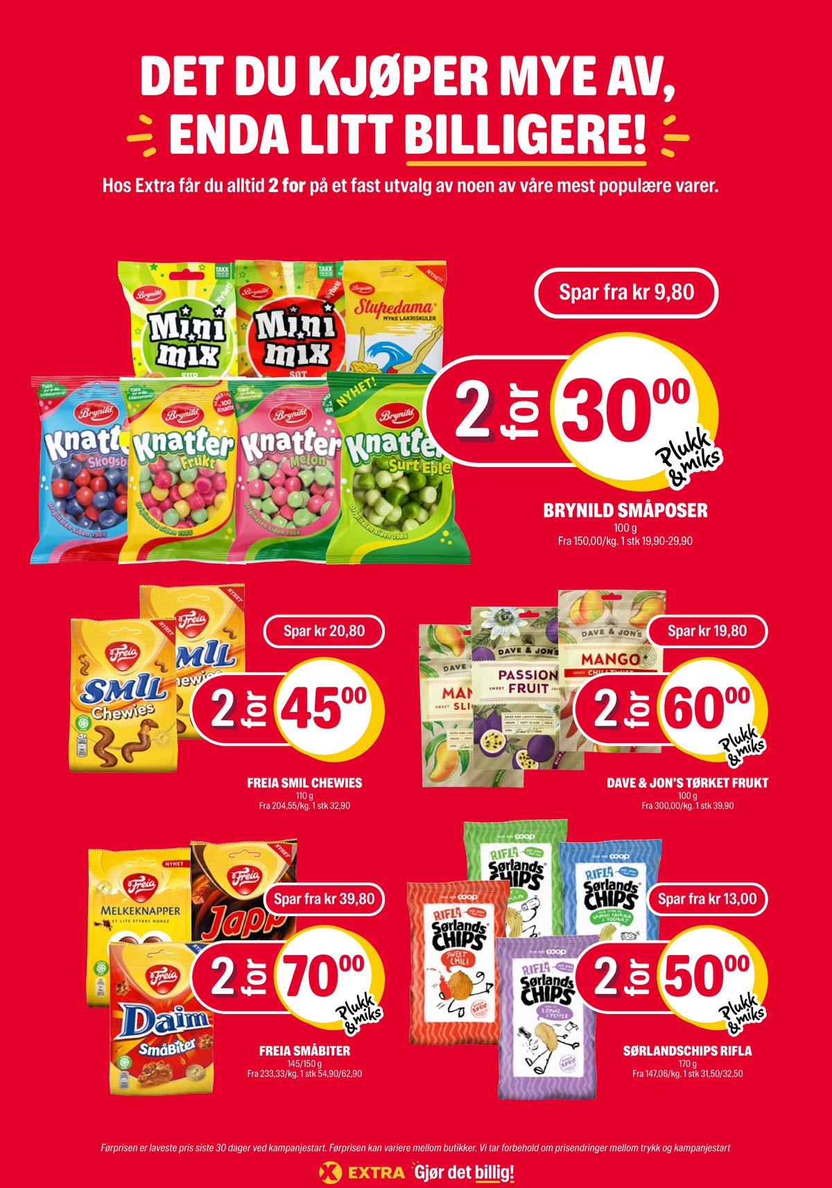 Se Coop Extra kundeavis for uke 31 på Tilbudsuken.no. Se gode tilbud på mange varer, f.eks. godterier knatter eller godterier stupedama. Les kundeavisen her! Side 28