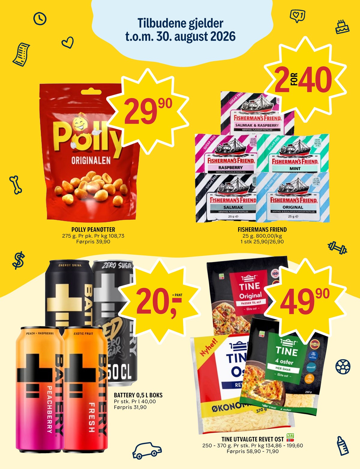 Se Coop Prix kundeavis for uke 32 på Tilbudsuken.no. Se gode tilbud på mange varer, f.eks. peanøtter polly eller pastiller fishermans friend. Les kundeavisen her! Side 9