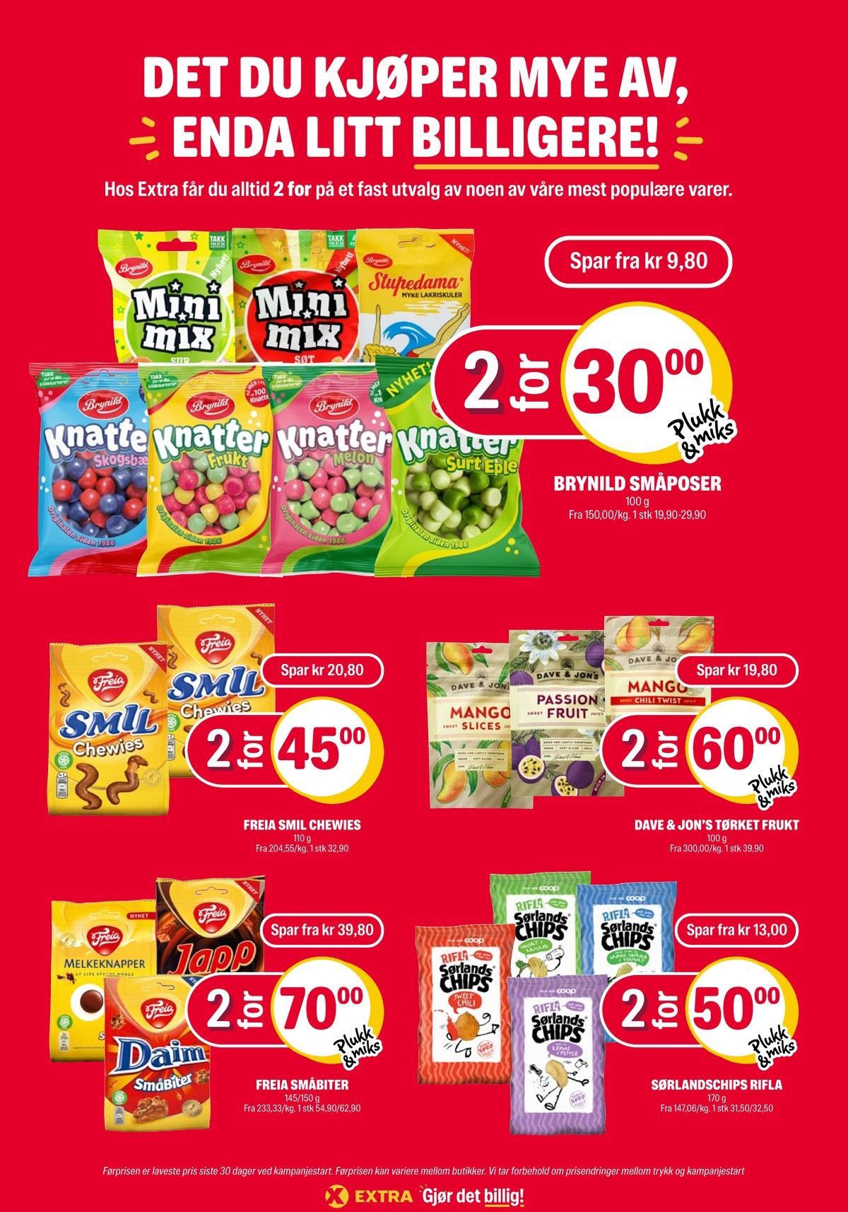 Se Coop Extra kundeavis for uke 32 på Tilbudsuken.no. Se gode tilbud på mange varer, f.eks. godterier knatter eller godterier stupedama. Les kundeavisen her! Side 25