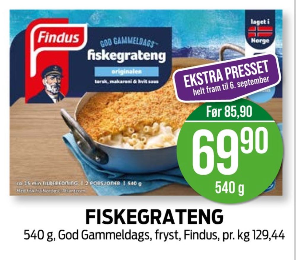 Findus, Fiskegrateng