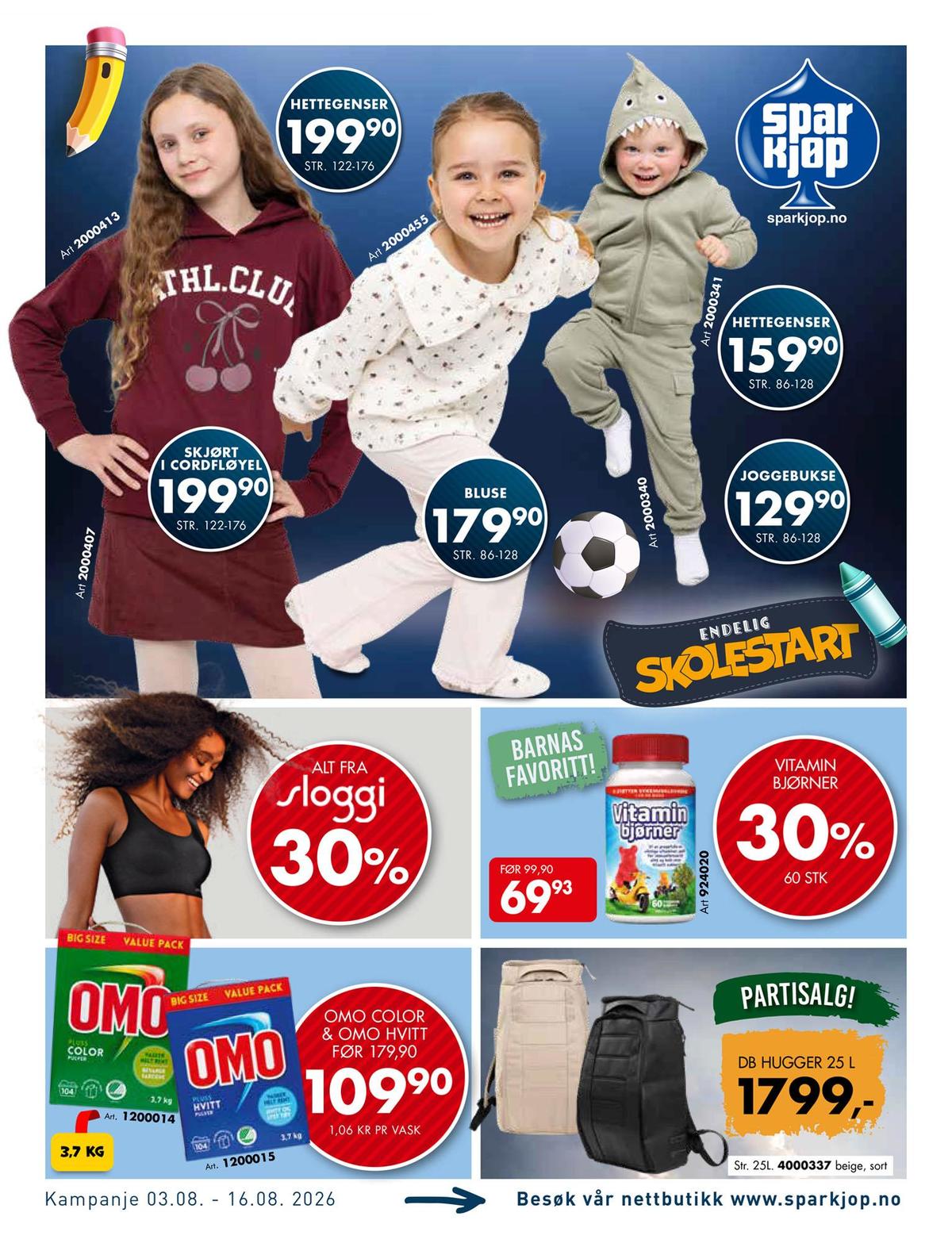 Se Sparkjøp kundeavis for uke 32 på Tilbudsuken.no. Se gode tilbud på mange varer, f.eks. vitamin vitamin bjørner eller vaskemiddel-tabs omo. Les kundeavisen her! Side 1