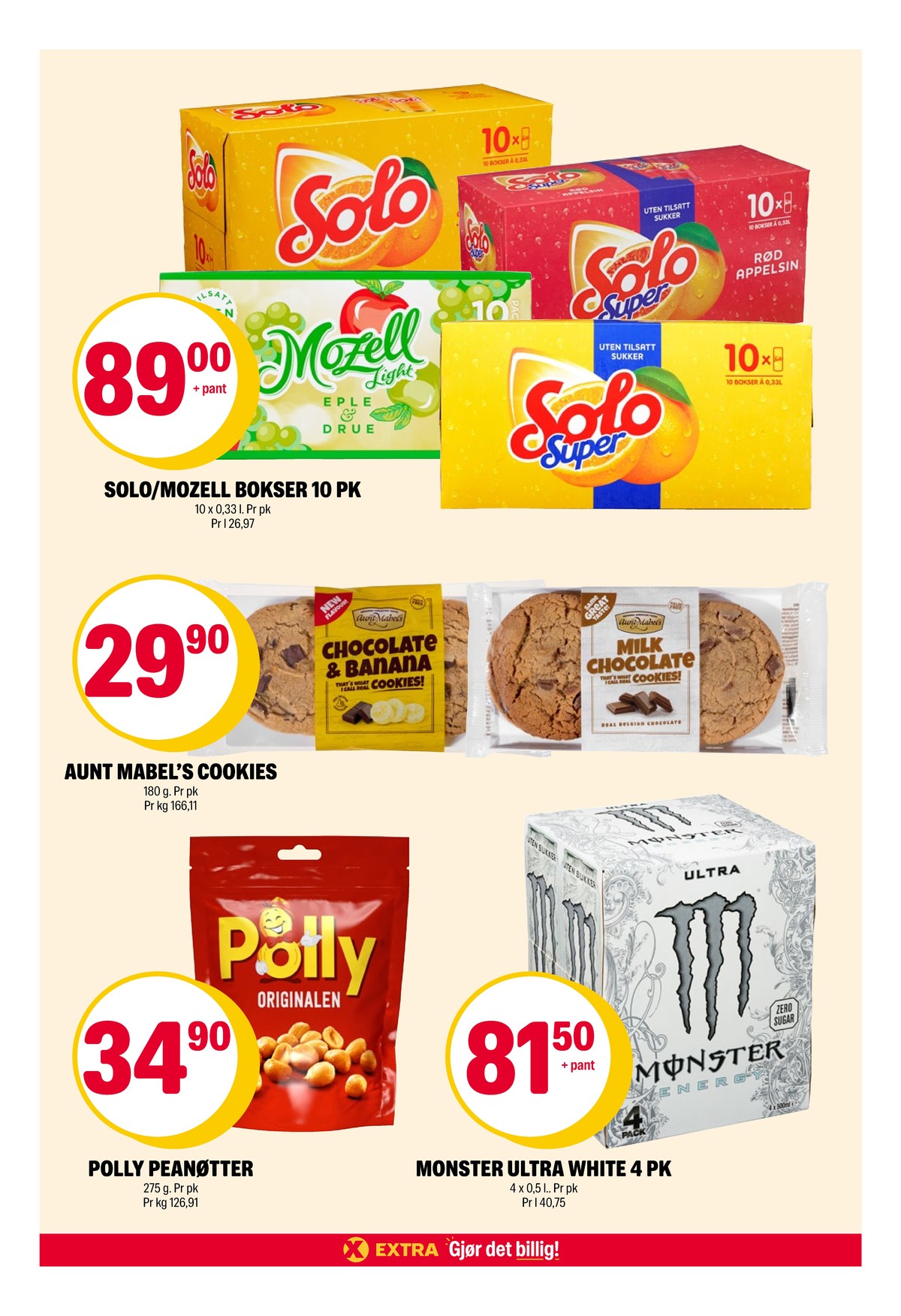 Se Coop Extra kundeavis for uke 34 på Tilbudsuken.no. Se gode tilbud på mange varer, f.eks. chocolate & banana cookies aunt mabels eller andre varer. Les kundeavisen her! Side 22