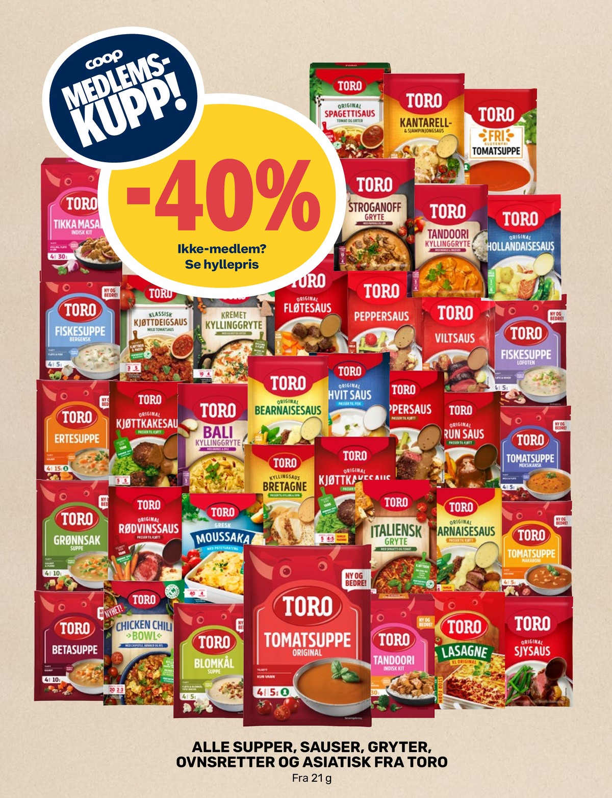 Se Coop Marked kundeavis for uke 34 på Tilbudsuken.no. Se gode tilbud på mange varer, f.eks. tandoori kyllinggryte toro eller bearnaisesaus original toro. Les kundeavisen her! Side 4