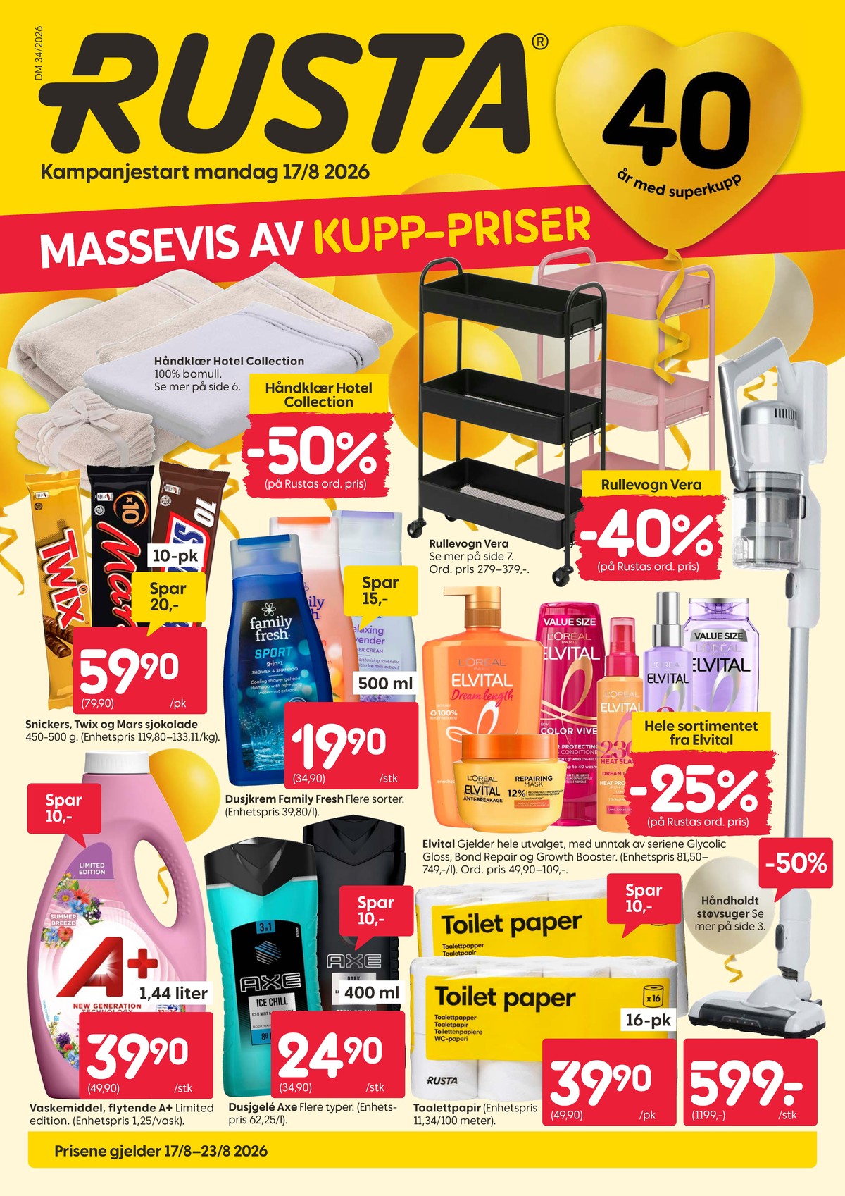 Se Rusta kundeavis for uge 34 på Tilbudsuken.no. Se gode tilbud på mange varer. Les kundeavisen her! Side 1