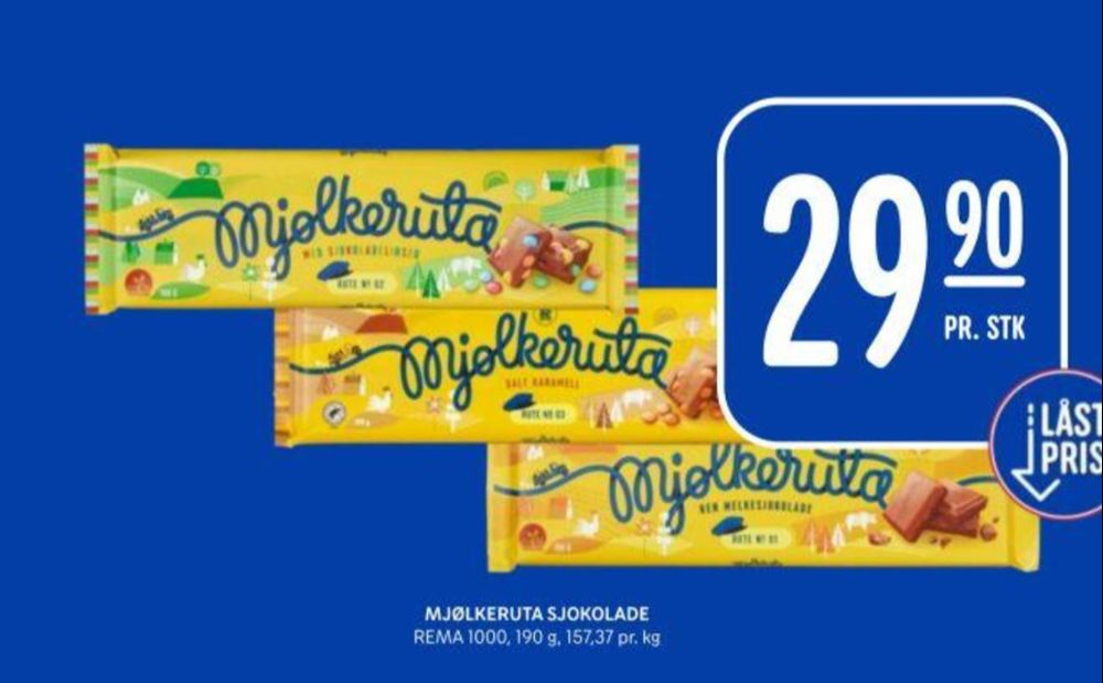 Rema 1000 Mjølkeruta, Sjokoladeplate