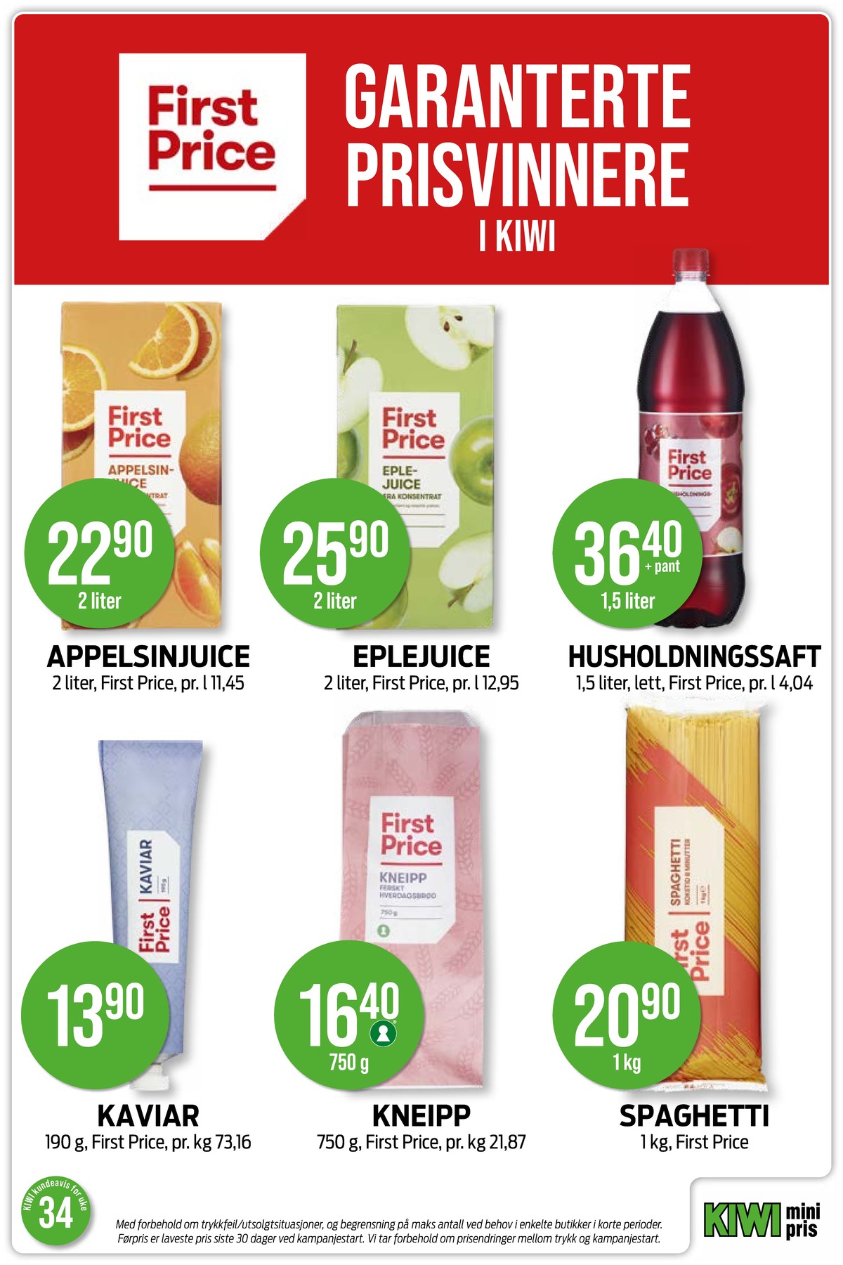 Se Kiwi kundeavis for uke 34 på Tilbudsuken.no. Se gode tilbud på mange varer, f.eks. husholdningssaft first price eller eplejuice first price. Les kundeavisen her! Side 22