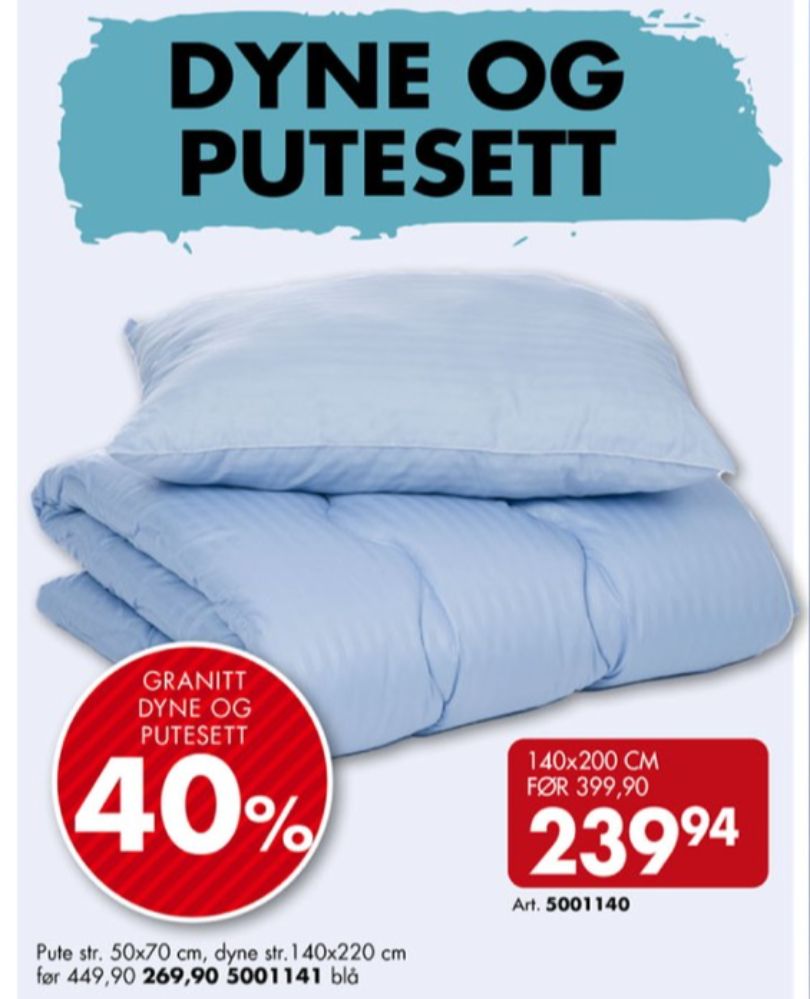 Ukjent, Dyne och hodepute-sett