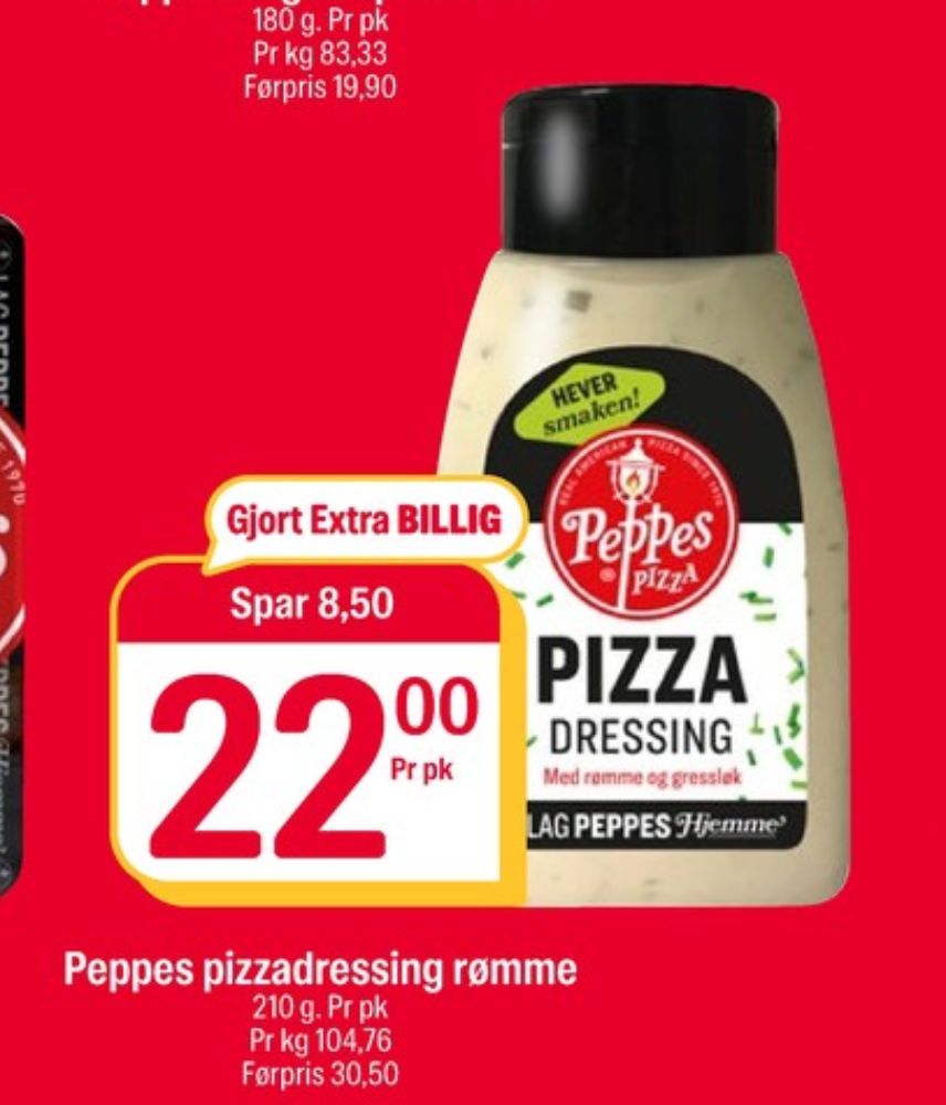 Peppes Pizza, Pizzadressing