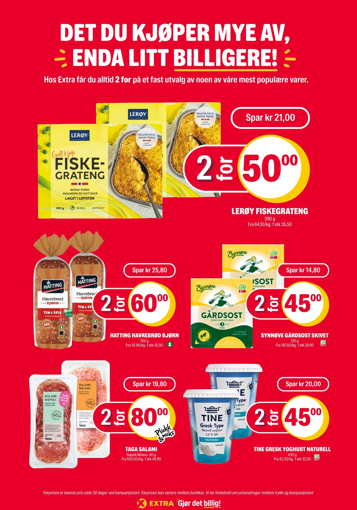 Se Coop Extra kundeavis for uke 35 på Tilbudsuken.no. Se gode tilbud på mange varer, f.eks. fiskegratin lerøy eller havrebrød bjørn axa hatting. Les kundeavisen her! Side 27
