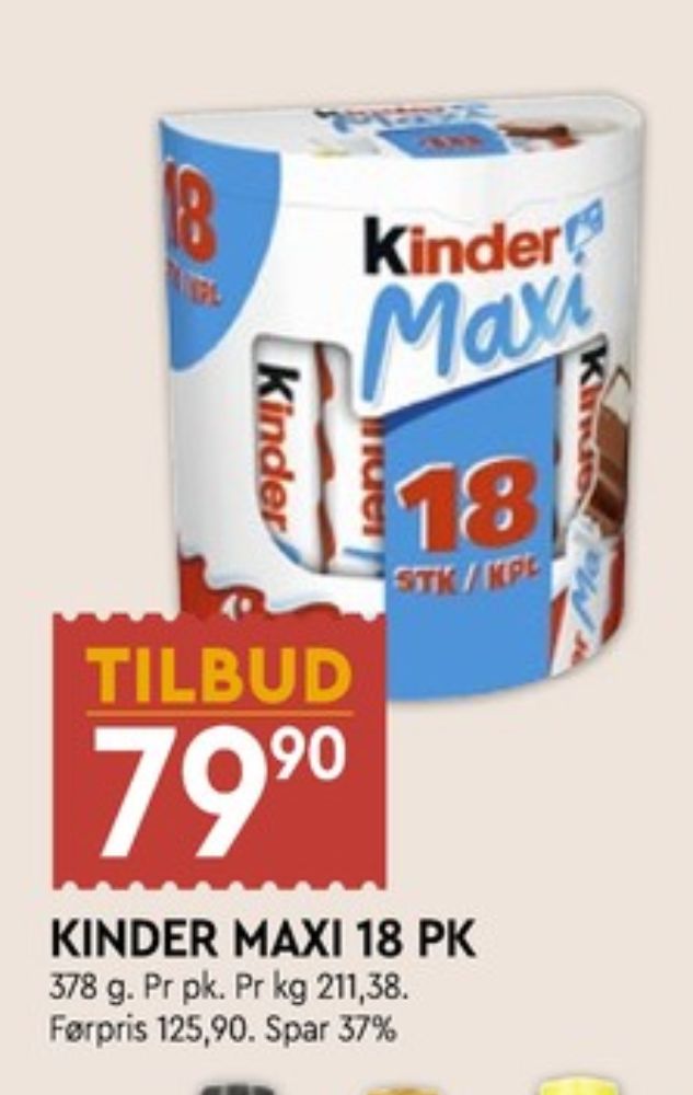 Kinder Maxi, Sjokoladebar