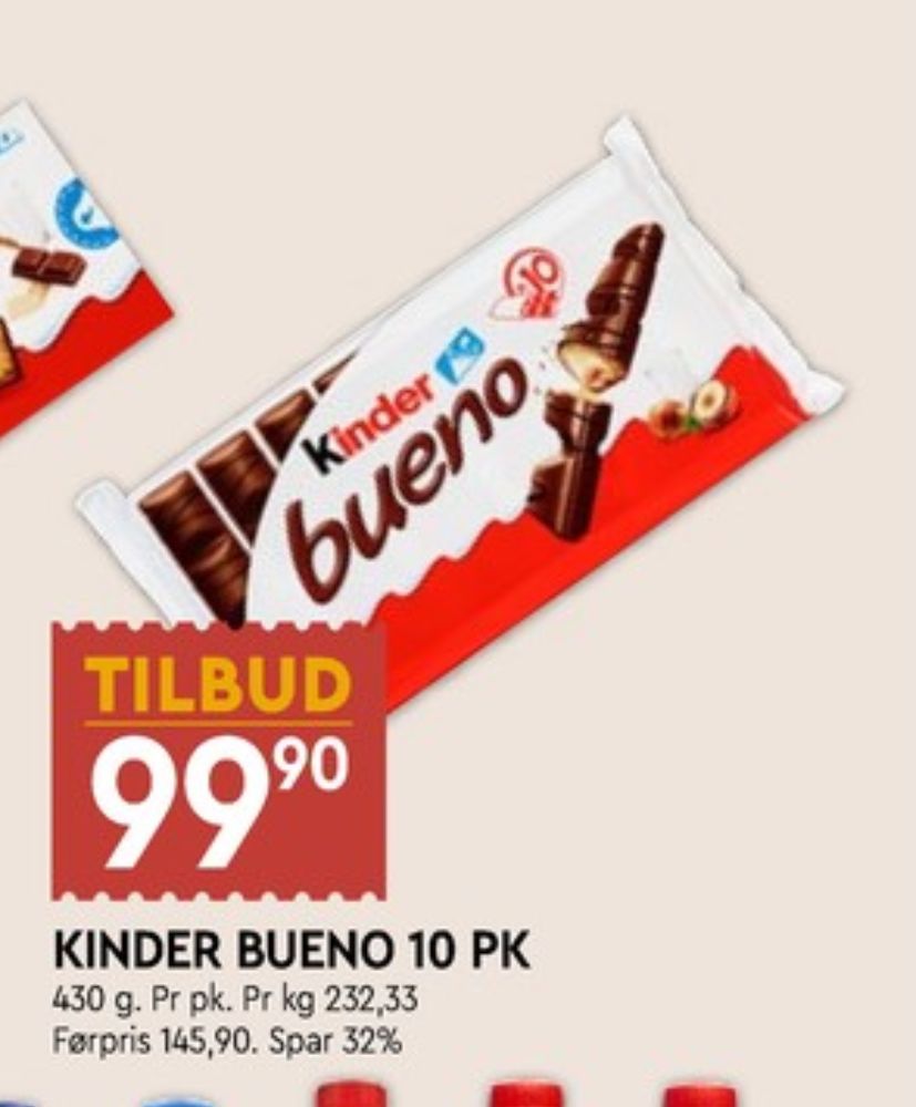 Kinder Bueno, Sjokoladebar