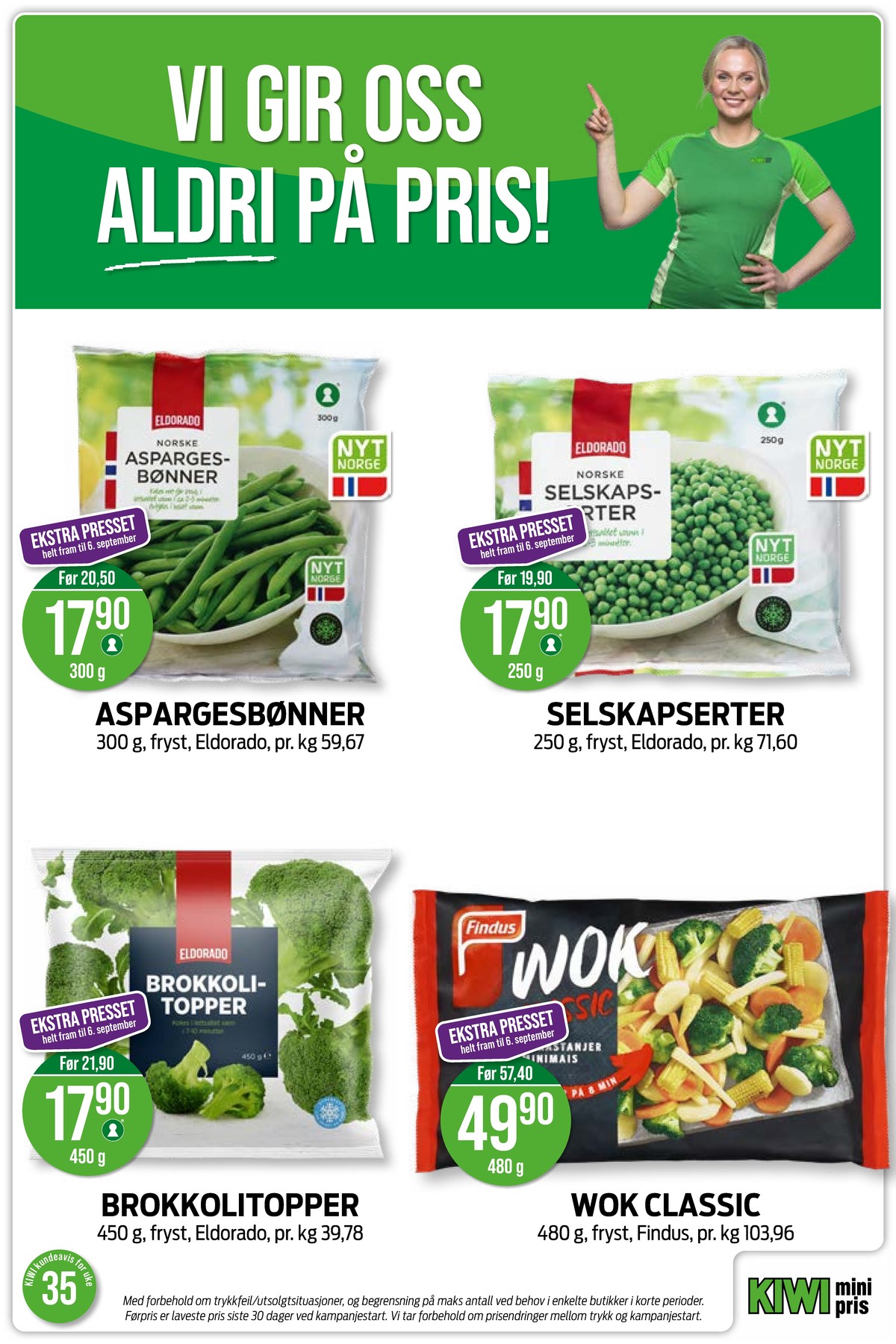 Se Kiwi kundeavis for uke 35 på Tilbudsuken.no. Se gode tilbud på mange varer, f.eks. aspargesbønner eldorado eller selskapserter eldorado. Les kundeavisen her! Side 16