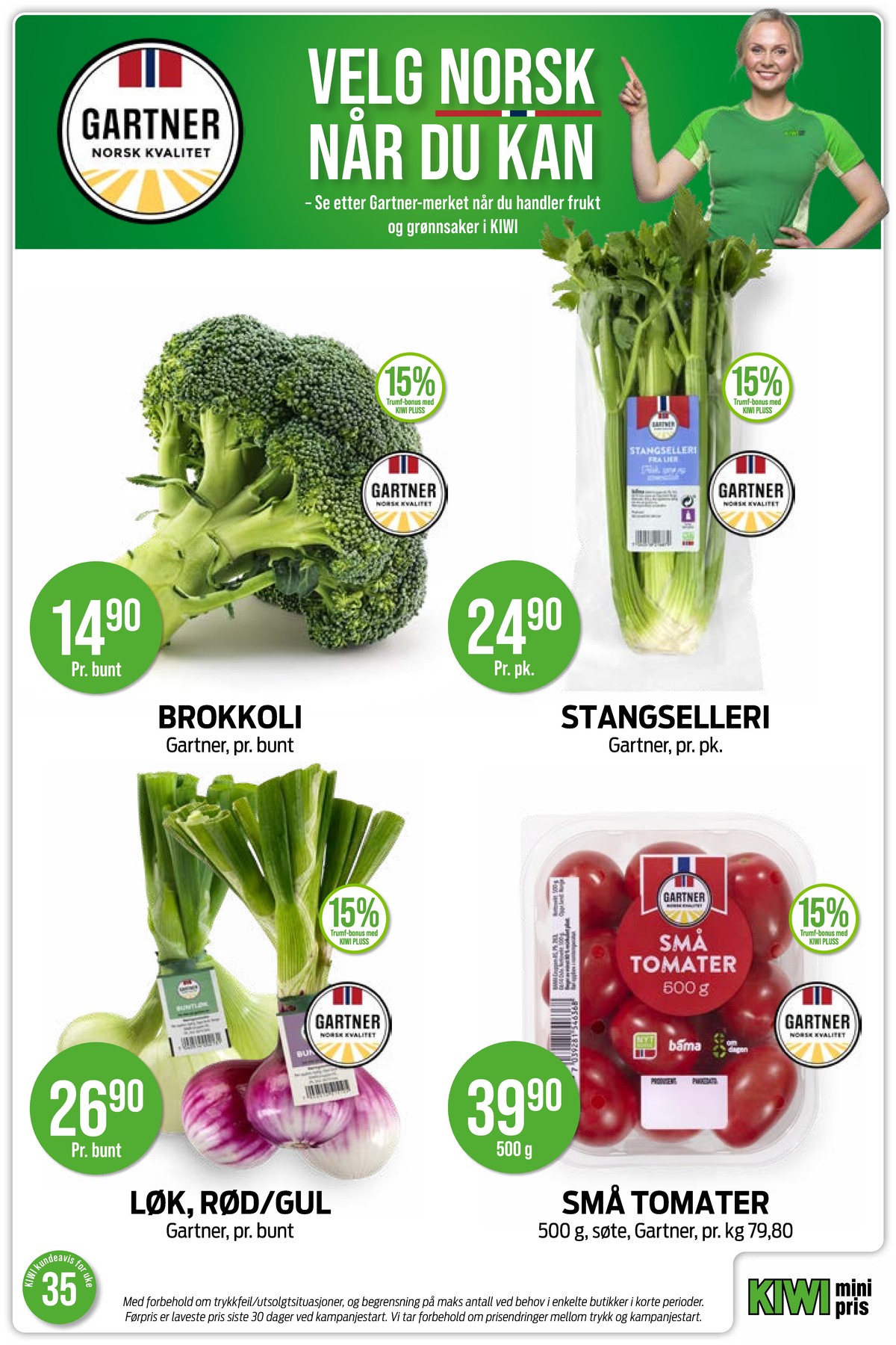 Se Kiwi kundeavis for uke 35 på Tilbudsuken.no. Se gode tilbud på mange varer, f.eks. romanesco ukjent eller stangselleri gartner. Les kundeavisen her! Side 18