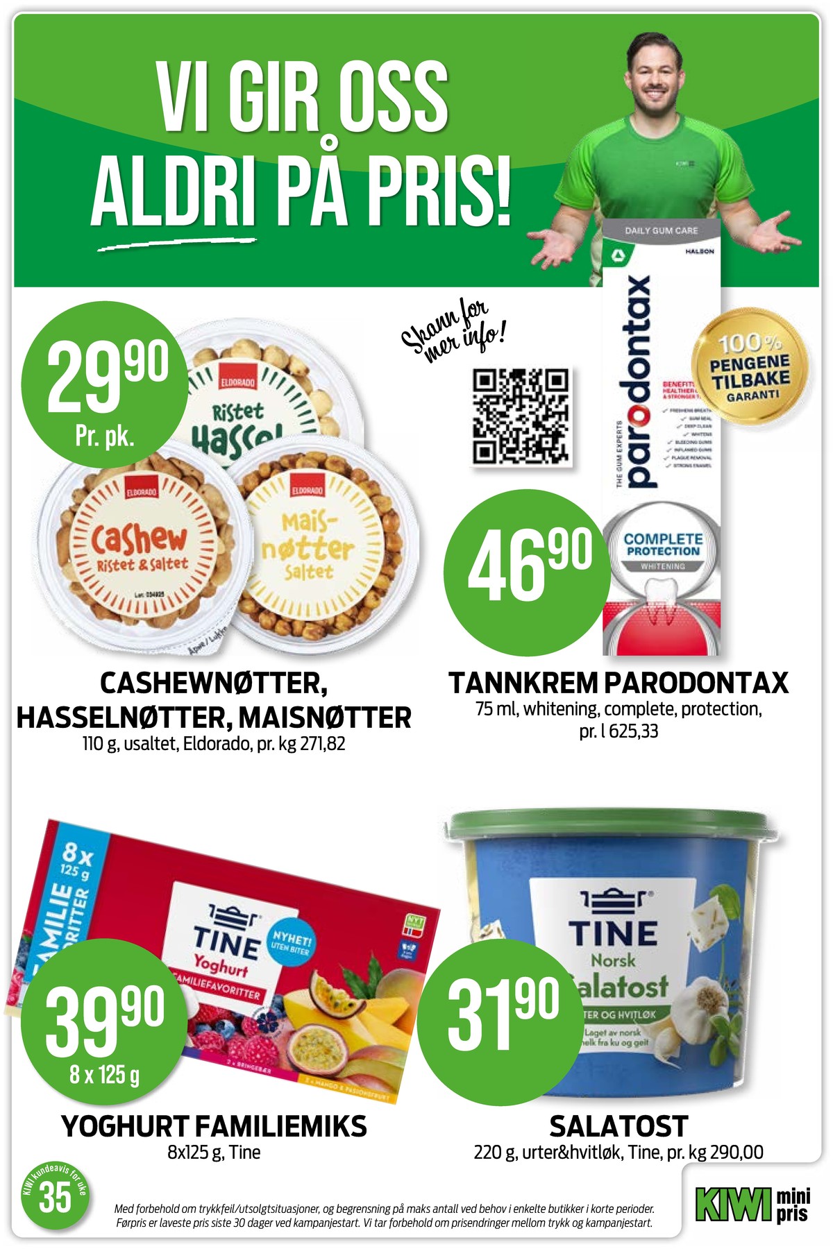 Se Kiwi kundeavis for uke 35 på Tilbudsuken.no. Se gode tilbud på mange varer, f.eks. cashewnøtter eldorado eller ristet hassel eldorado. Les kundeavisen her! Side 24