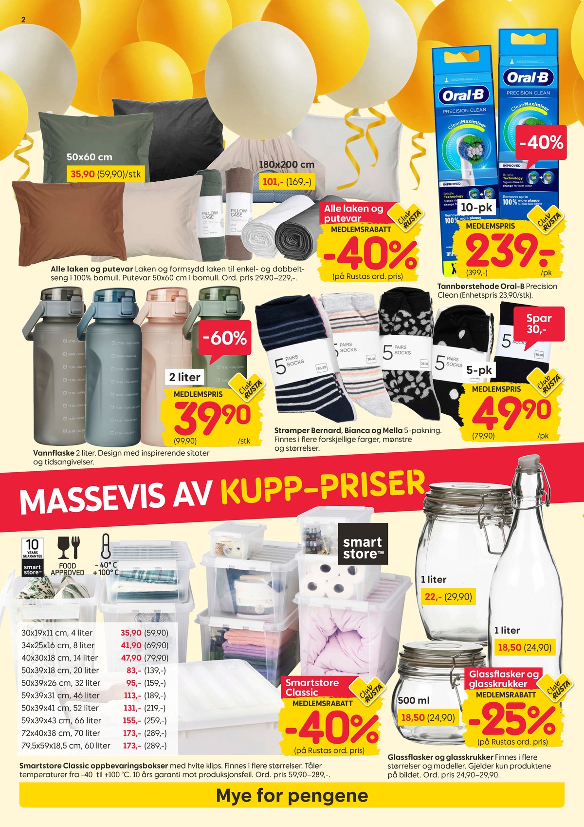 Se Rusta kundeavis for uke 35 på Tilbudsuken.no. Se gode tilbud på mange varer, f.eks. børstehoder braun oral-b eller flaske ukjent. Les kundeavisen her! Side 2