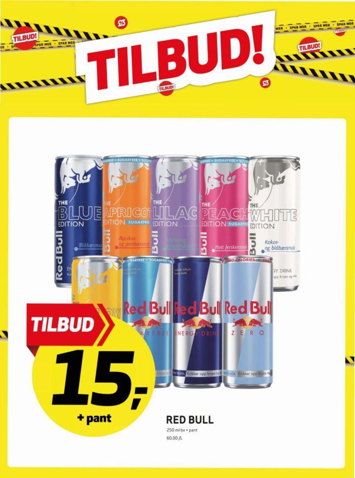 Se Bunnpris kundeavis for uke 35 på Tilbudsuken.no. Se gode tilbud på mange varer, f.eks. energidrikk red bull eller energidrikk 4 pk. red bull. Les kundeavisen her! Side 14