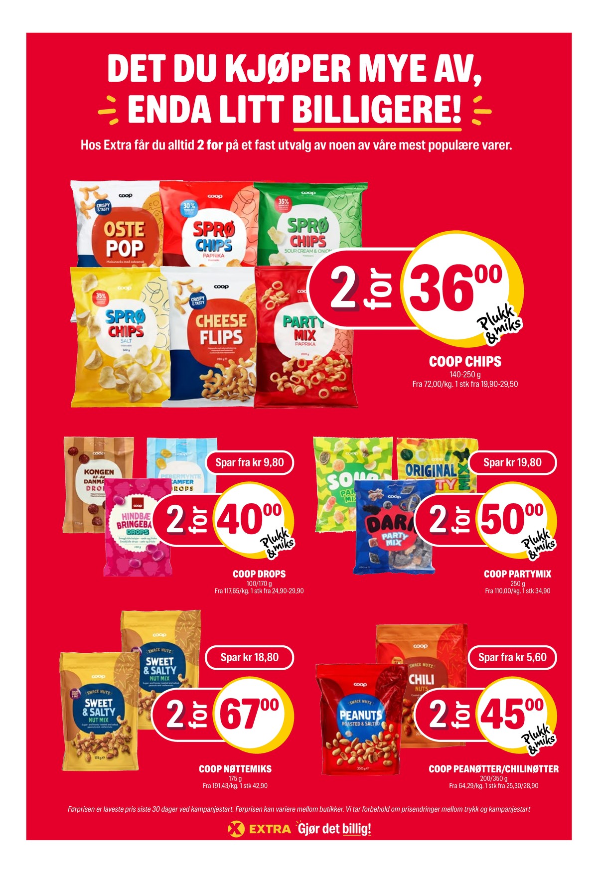 Se Coop Extra kundeavis for uke 36 på Tilbudsuken.no. Se gode tilbud på mange varer, f.eks. sprø chips paprika coop eller sprø chips sour cream & onion coop. Les kundeavisen her! Side 17