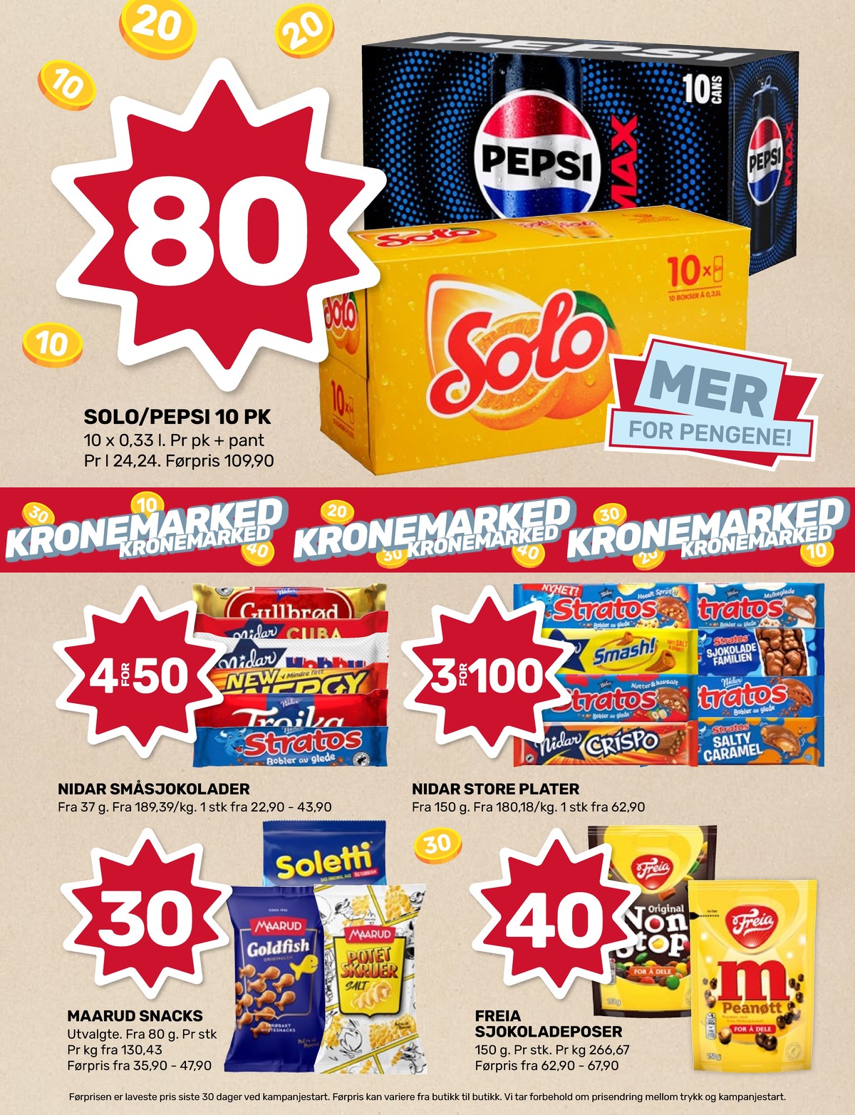 Se Coop Marked kundeavis for uke 36 på Tilbudsuken.no. Se gode tilbud på mange varer, f.eks. pepsi max 10 pk. pepsi max eller solo 10 pk. solo. Les kundeavisen her! Side 4