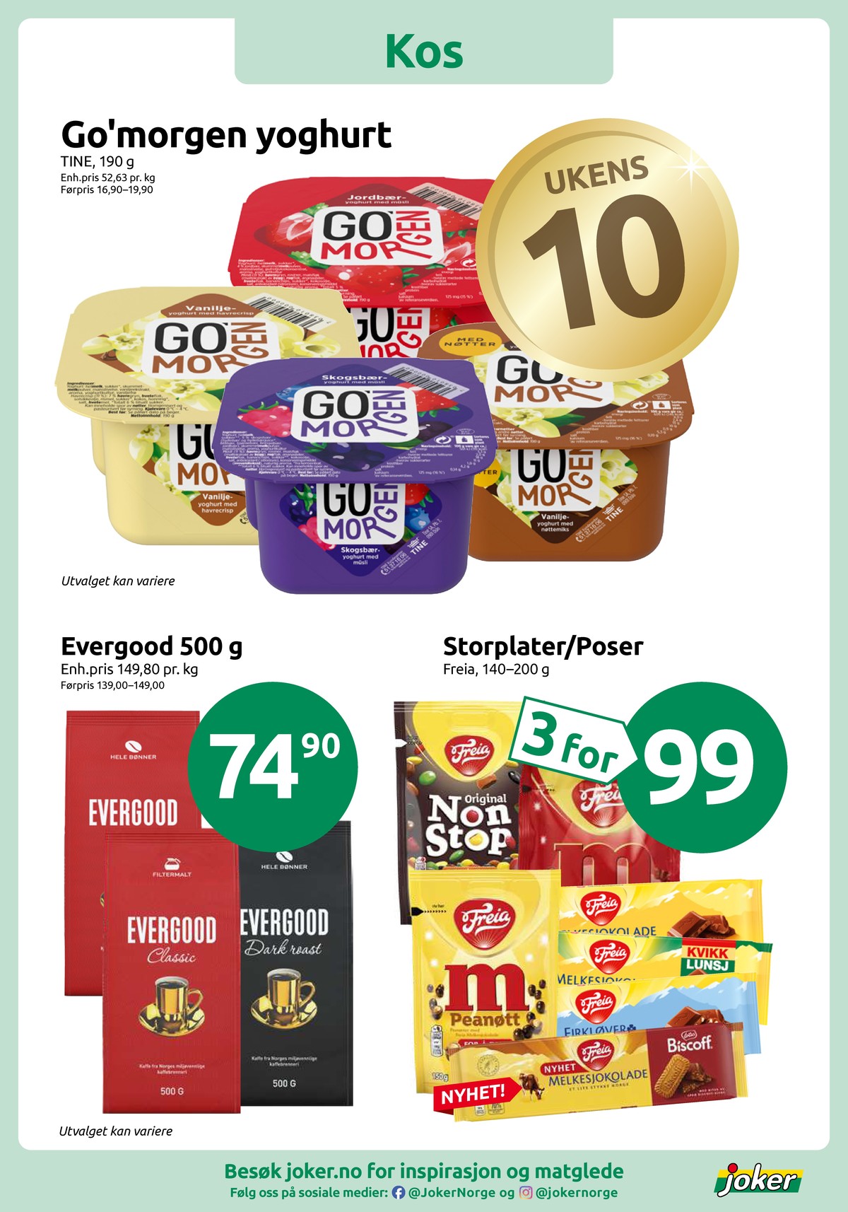 Se Joker kundeavis for uke 36 på Tilbudsuken.no. Se gode tilbud på mange varer, f.eks. skogsbær yoghurt go morgen eller jordbær yoghurt go morgen. Les kundeavisen her! Side 2