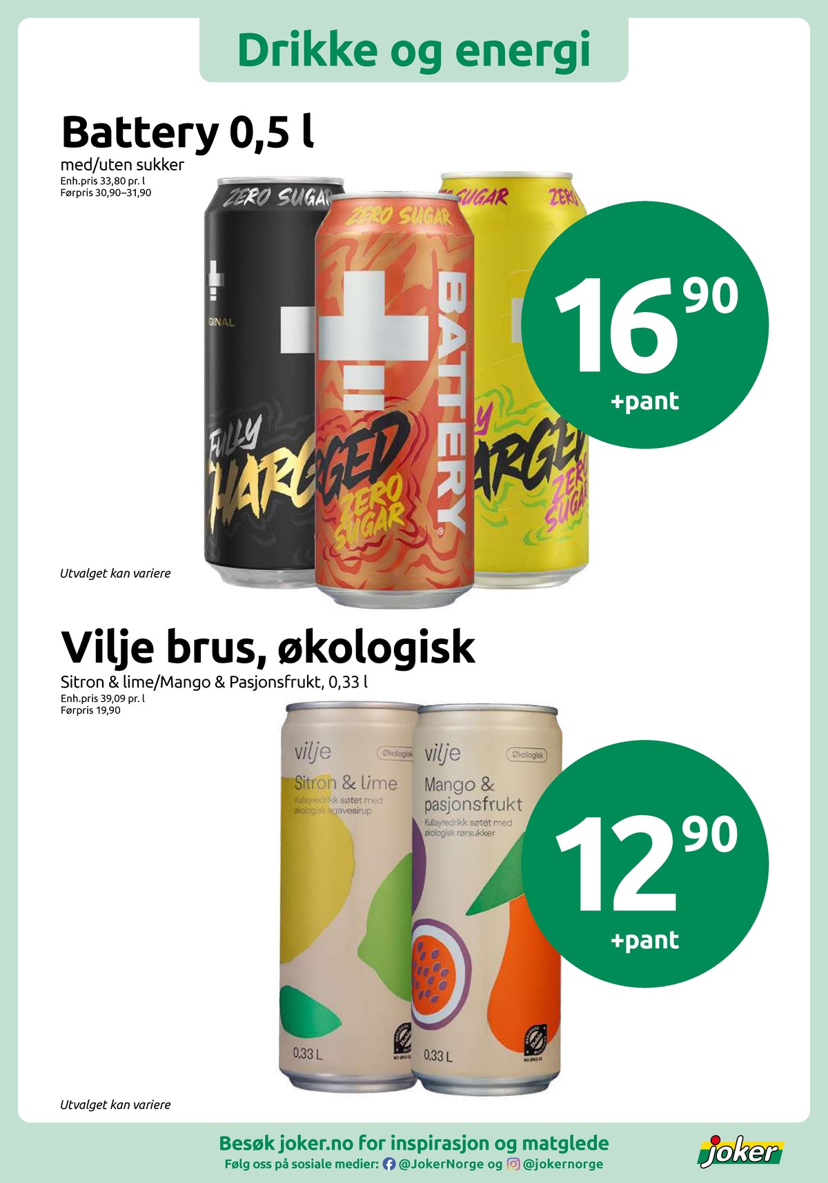 Se Joker kundeavis for uke 36 på Tilbudsuken.no. Se gode tilbud på mange varer, f.eks. energidrikk battery eller energidrikk battery. Les kundeavisen her! Side 9
