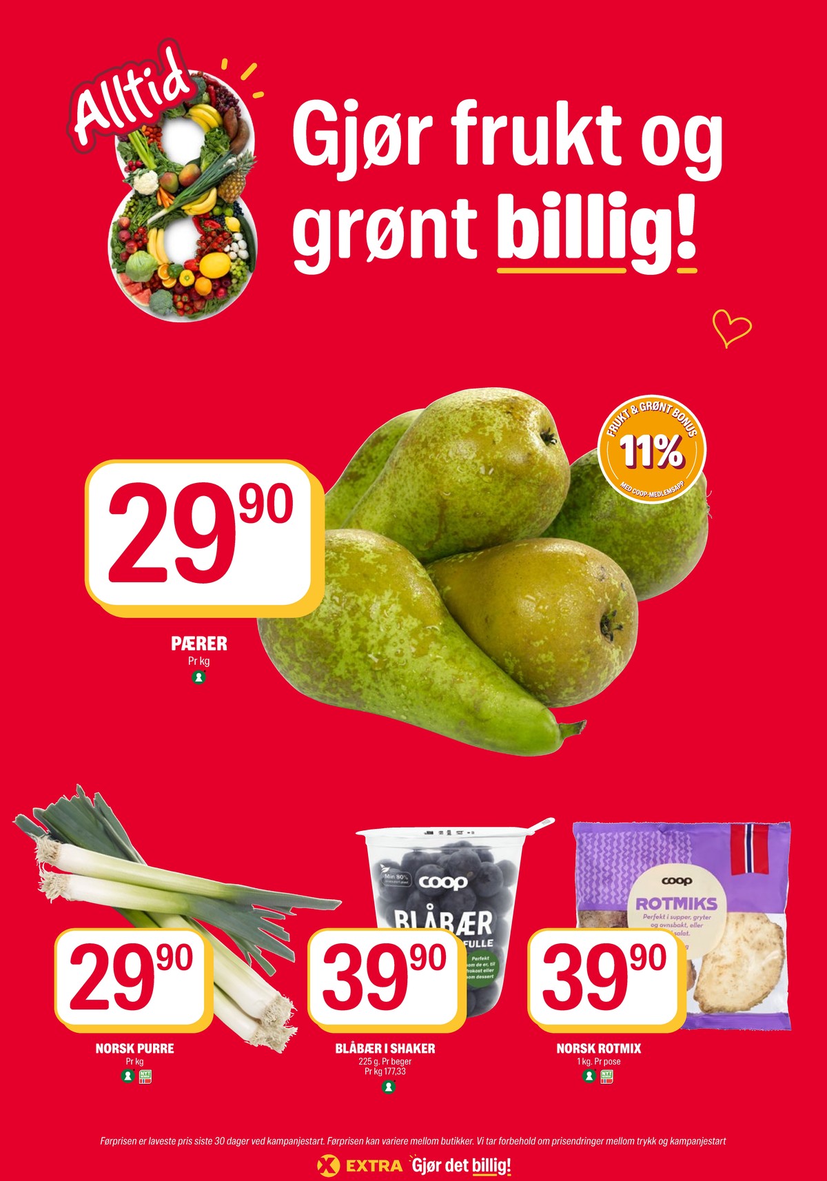 Se Coop Extra kundeavis for uke 37 på Tilbudsuken.no. Se gode tilbud på mange varer, f.eks. pærer ukjent eller purre ukjent. Les kundeavisen her! Side 8