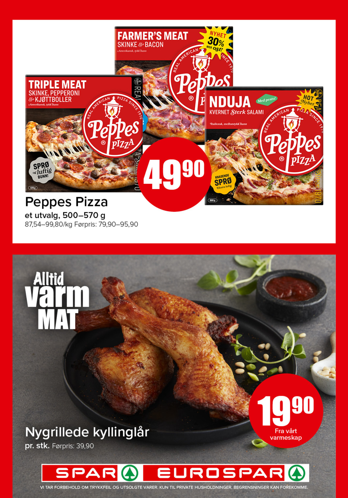 Se Spar - Eurospar kundeavis for uke 37 på Tilbudsuken.no. Se gode tilbud på mange varer, f.eks. nduja sterke salami peppes pizza eller farmers meat pizza peppes pizza. Les kundeavisen her! Side 9