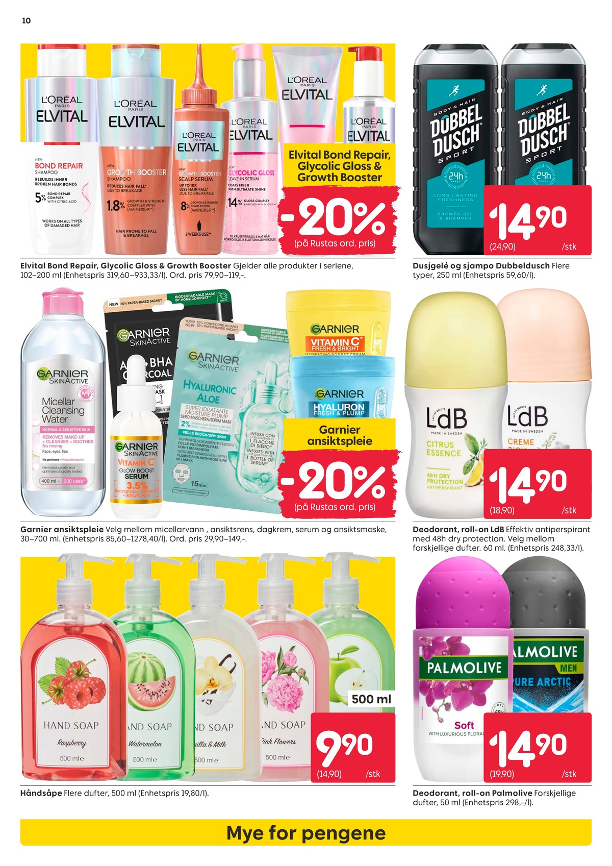Se Rusta kundeavis for uke 37 på Tilbudsuken.no. Se gode tilbud på mange varer, f.eks. dusjsåpe dobbeldusch eller shampoo dobbeldusch. Les kundeavisen her! Side 10