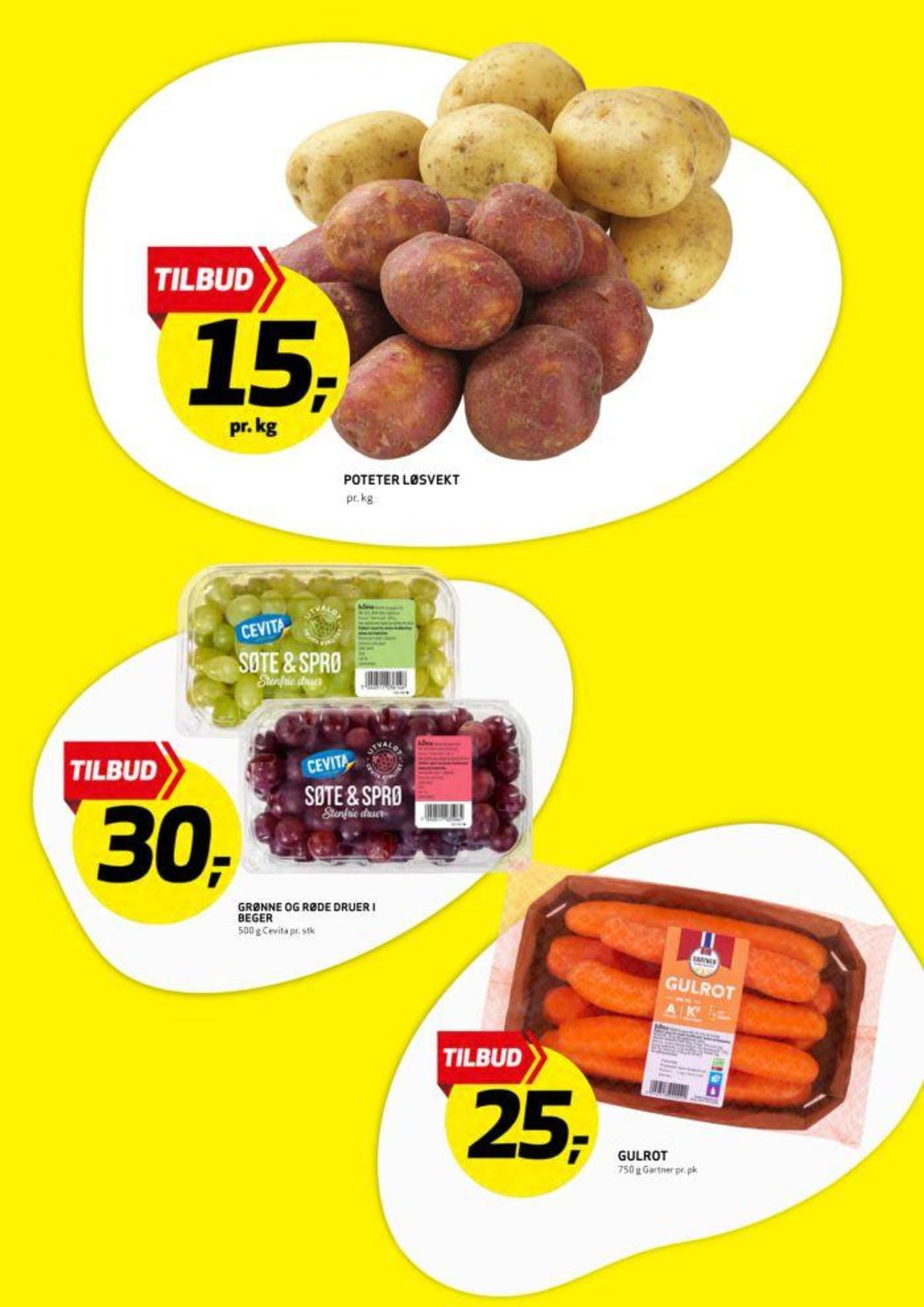 Se Bunnpris kundeavis for uke 37 på Tilbudsuken.no. Se gode tilbud på mange varer, f.eks. poteter ukjent eller druer cevita. Les kundeavisen her! Side 7