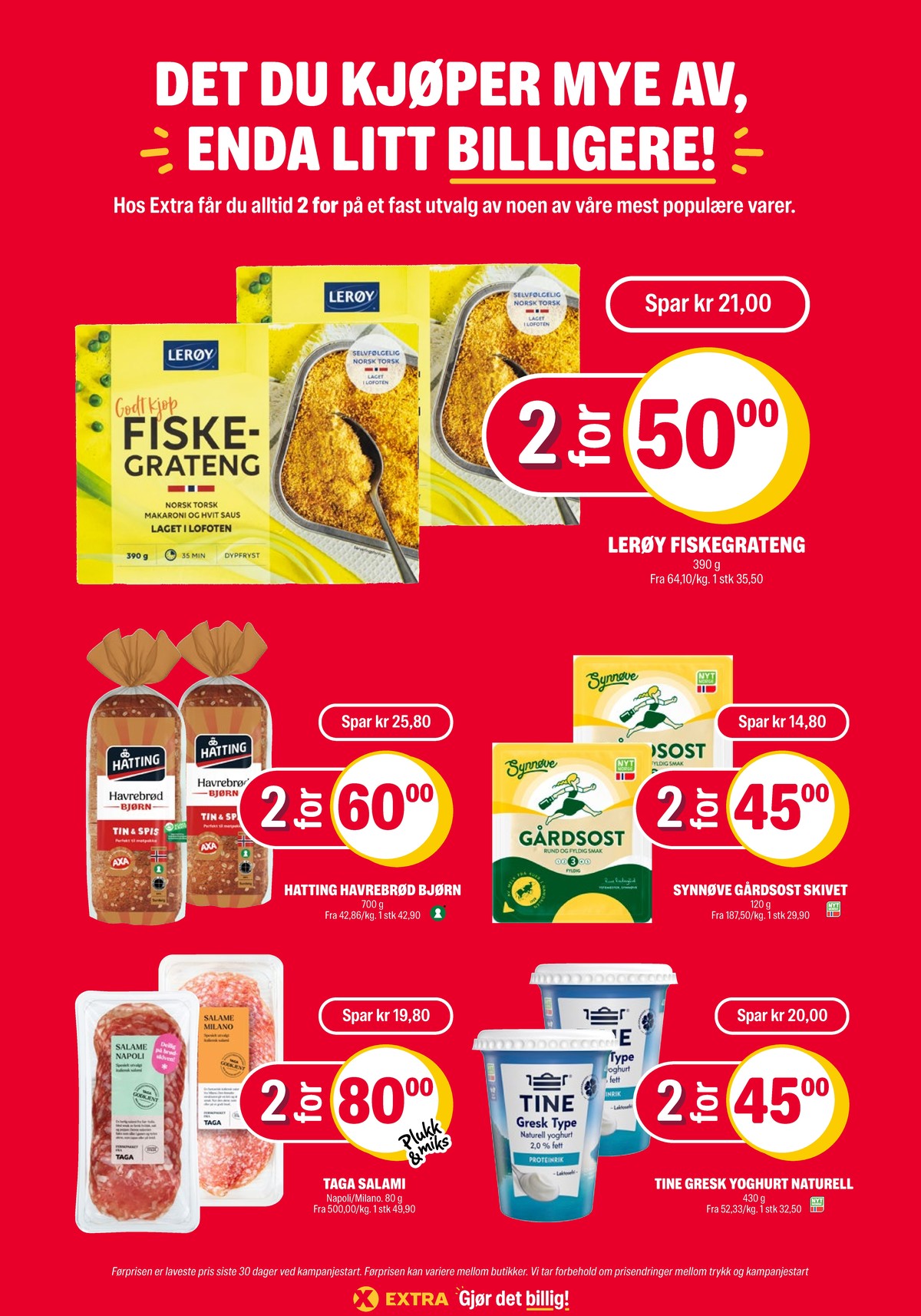 Se Coop Extra kundeavis for uke 38 på Tilbudsuken.no. Se gode tilbud på mange varer, f.eks. fiskegratin lerøy eller havrebrød bjørn axa hatting. Les kundeavisen her! Side 26