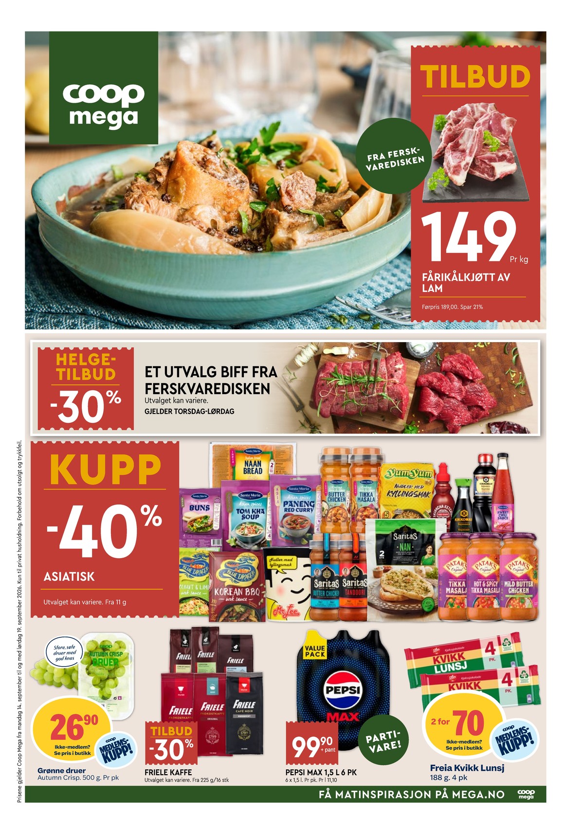 Se Coop Mega kundeavis for uge 38 på Tilbudsuken.no. Se gode tilbud på mange varer. Les kundeavisen her! Side 1