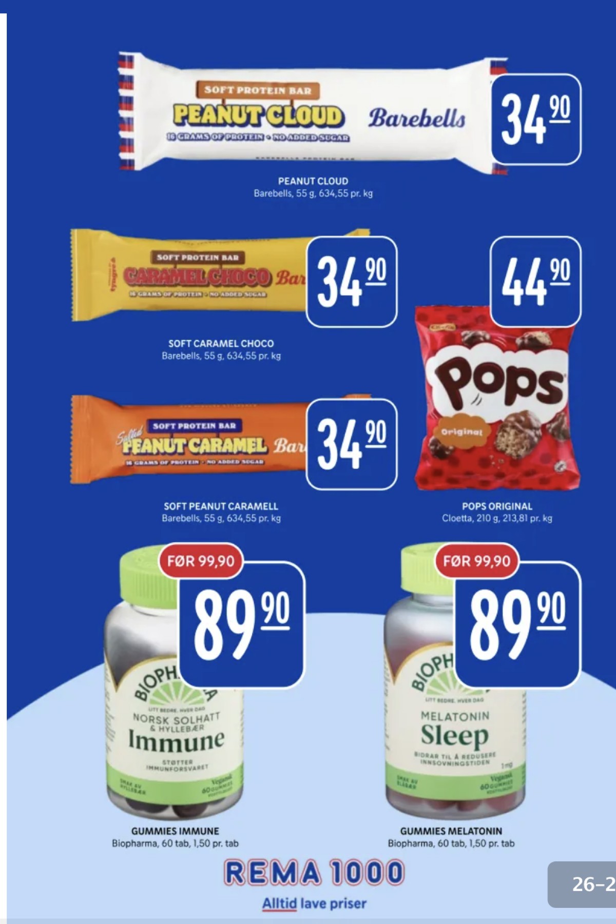 Se Rema 1000 kundeavis for uke 38 på Tilbudsuken.no. Se gode tilbud på mange varer, f.eks. proteinbar barebells eller proteinbar barebells. Les kundeavisen her! Side 26