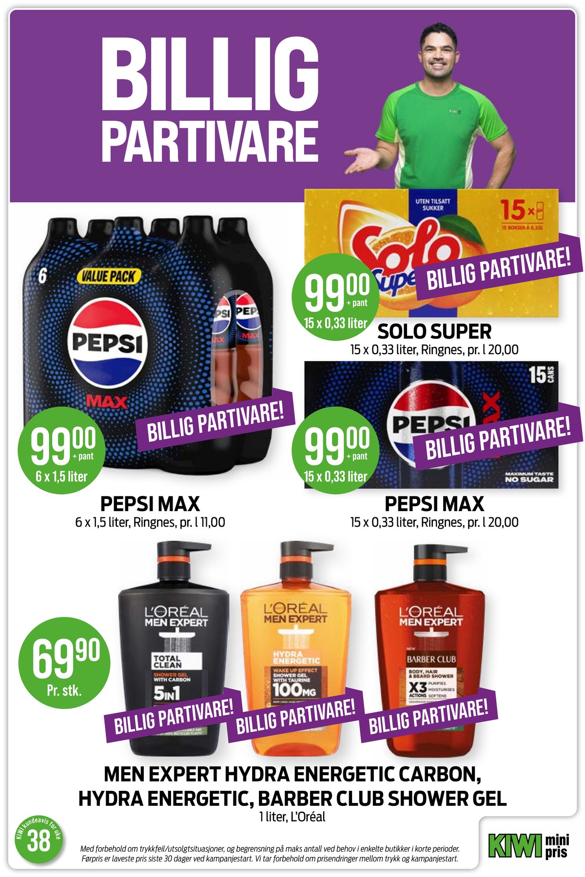 Se Kiwi kundeavis for uke 38 på Tilbudsuken.no. Se gode tilbud på mange varer, f.eks. dusjsåpe men expert eller pepsi max 6 pk pepsi max. Les kundeavisen her! Side 7