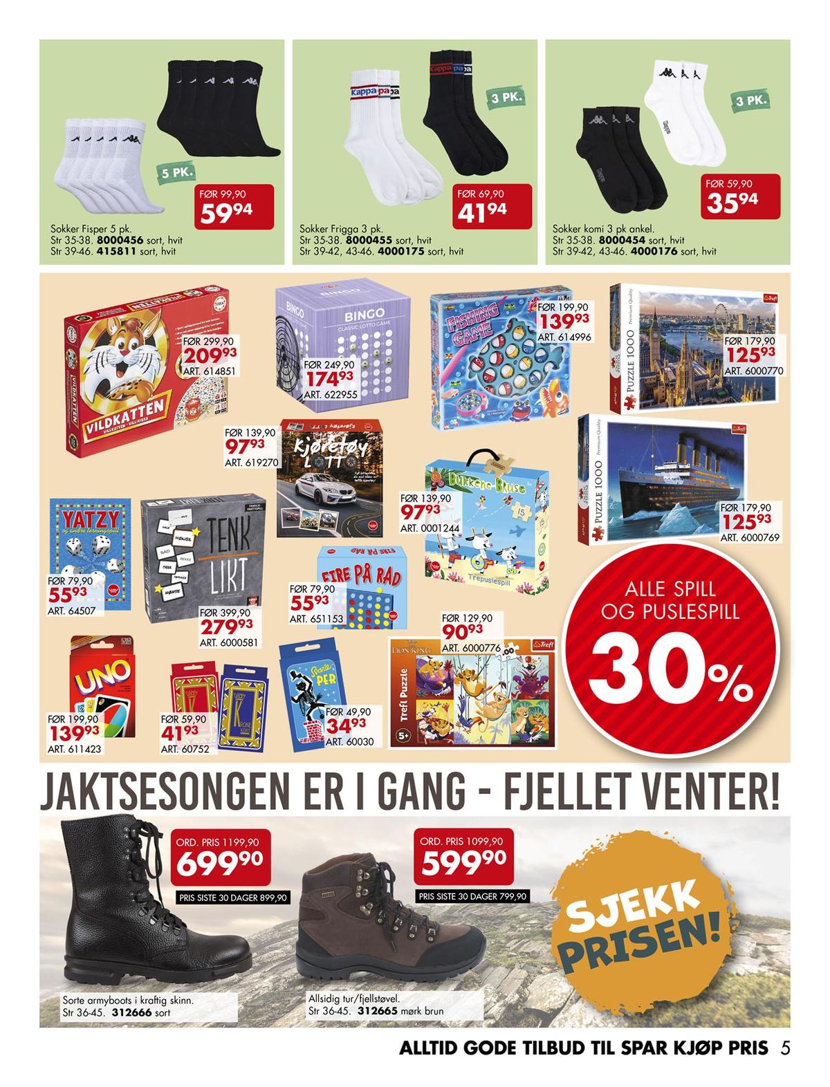 Se Sparkjøp kundeavis for uke 38 på Tilbudsuken.no. Se gode tilbud på mange varer, f.eks. spill educa eller spill ukjent. Les kundeavisen her! Side 5