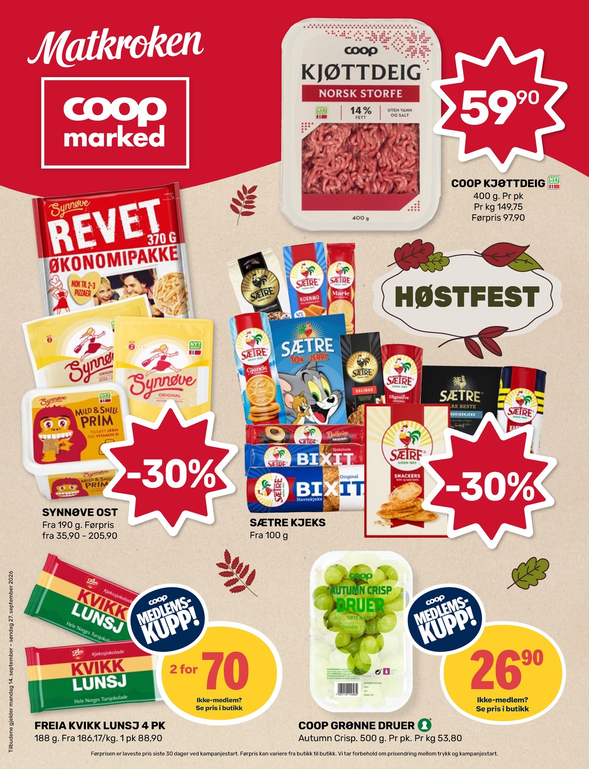 Se Coop Marked kundeavis for uge 39 på Tilbudsuken.no. Se gode tilbud på mange varer. Les kundeavisen her! Side 1