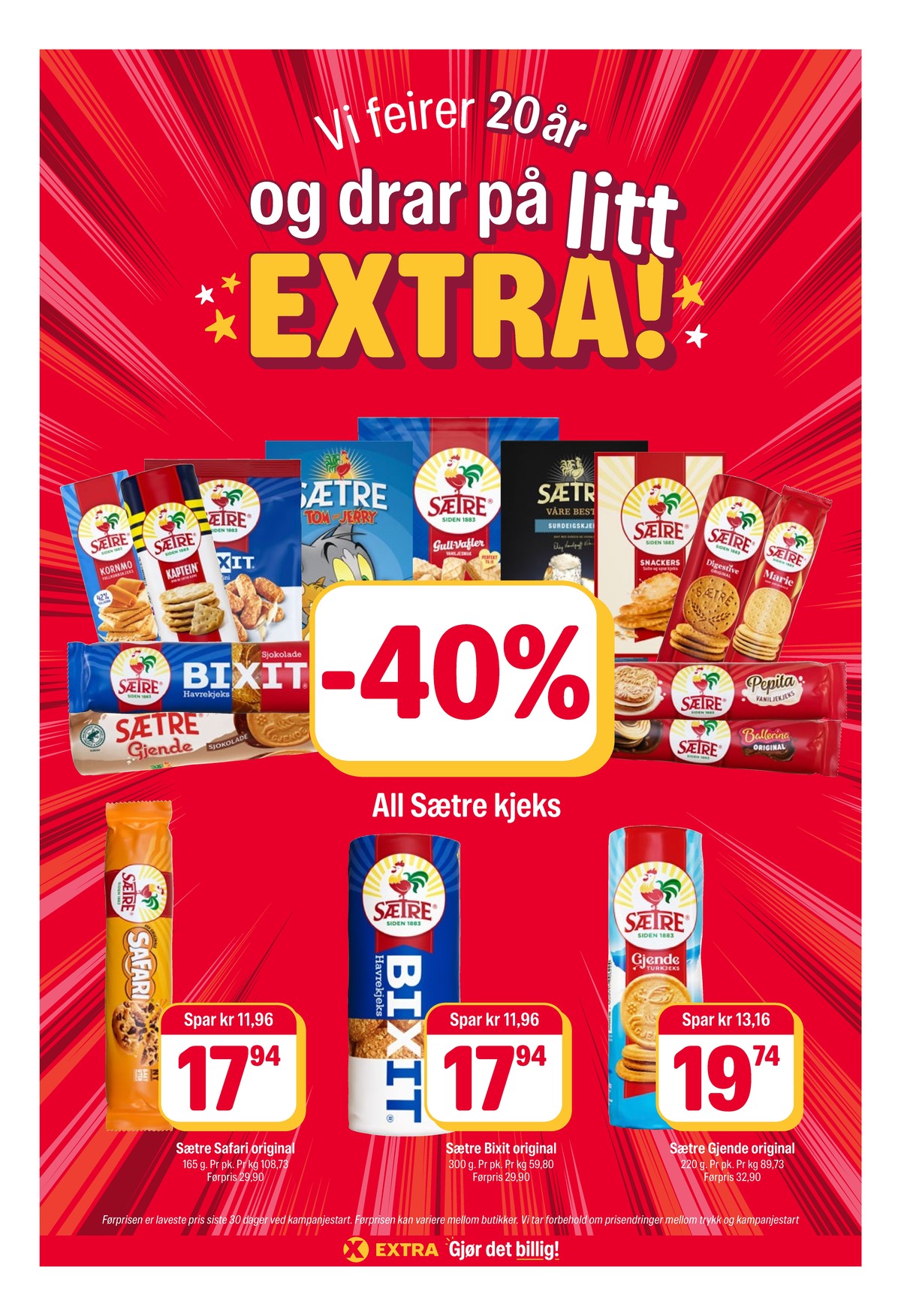 Se Coop Extra kundeavis for uke 39 på Tilbudsuken.no. Se gode tilbud på mange varer, f.eks. 5 kjeks til ost våre beste eller kjeks snackers. Les kundeavisen her! Side 23