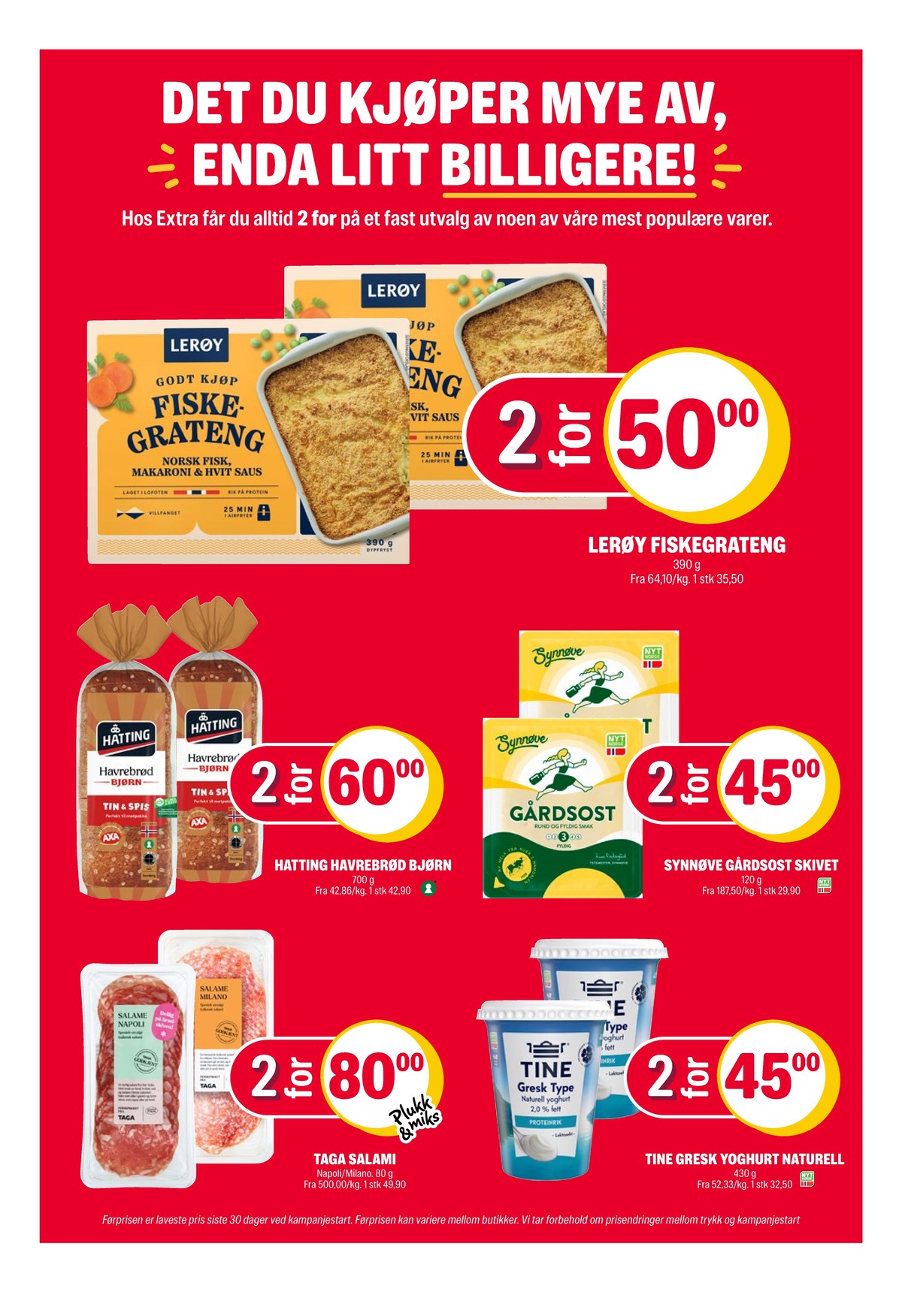 Se Coop Extra kundeavis for uke 39 på Tilbudsuken.no. Se gode tilbud på mange varer, f.eks. fiskegratin lerøy eller havrebrød bjørn axa hatting. Les kundeavisen her! Side 28