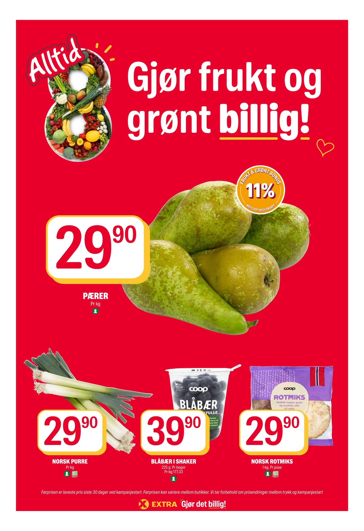 Se Coop Extra kundeavis for uke 39 på Tilbudsuken.no. Se gode tilbud på mange varer, f.eks. pærer ukjent eller purre ukjent. Les kundeavisen her! Side 10