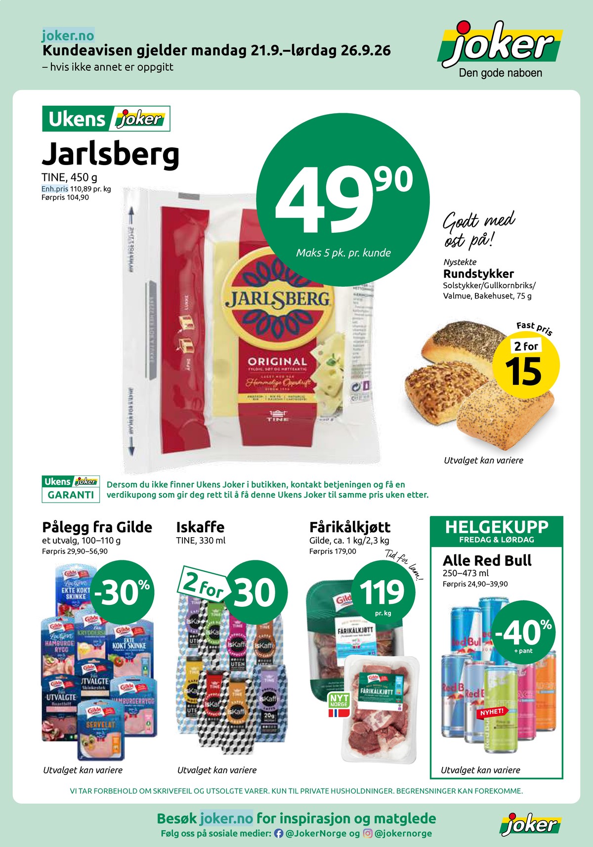 Se Joker kundeavis for uge 39 på Tilbudsuken.no. Se gode tilbud på mange varer. Les kundeavisen her! Side 1