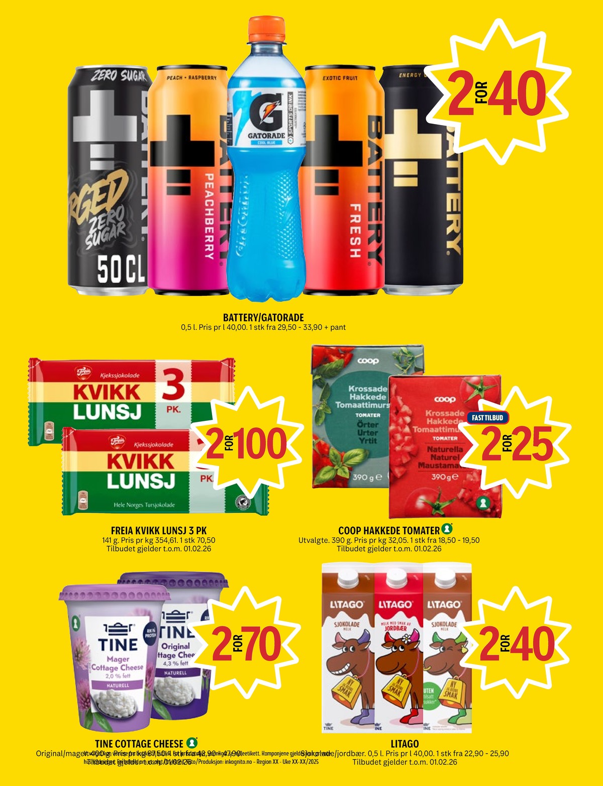 Se Coop Prix kundeavis for uke 4 på Tilbudsuken.no. Se gode tilbud på mange varer, f.eks. energidrikk battery eller energidrikk gatorade. Les kundeavisen her! Side 14