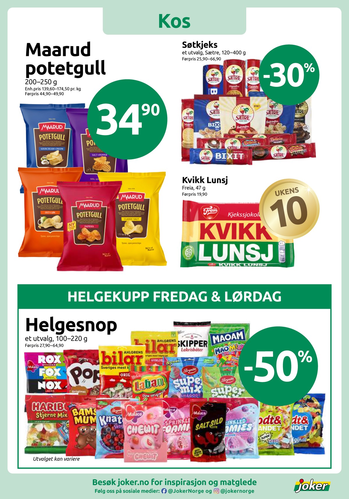 Se Joker kundeavis for uge 40 på Tilbudsuken.no. Se gode tilbud på mange varer. Les kundeavisen her! Side 10