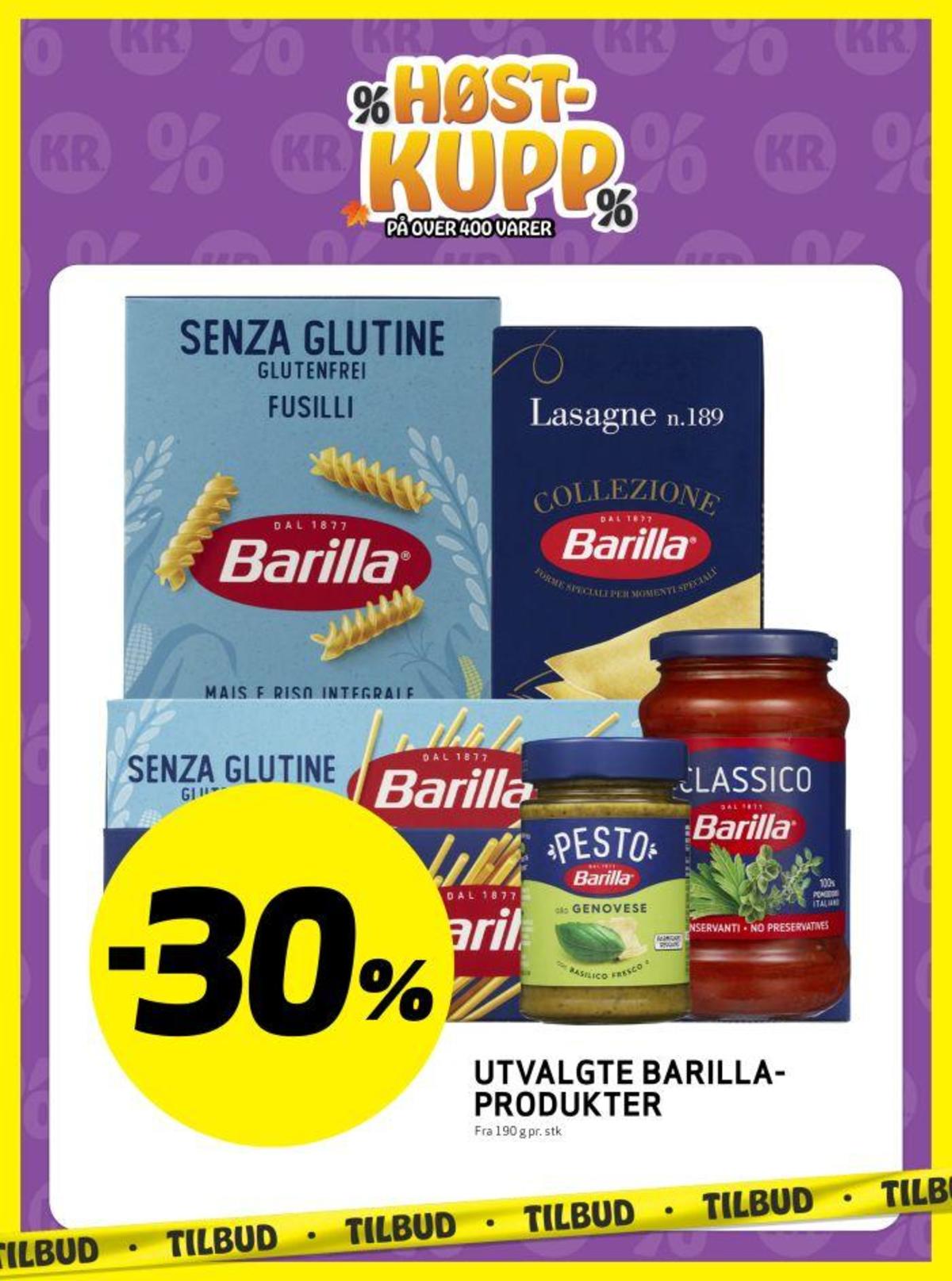 Se Bunnpris kundeavis for uke 40 på Tilbudsuken.no. Se gode tilbud på mange varer, f.eks. lasagne barilla eller pesto genovese barilla. Les kundeavisen her! Side 9