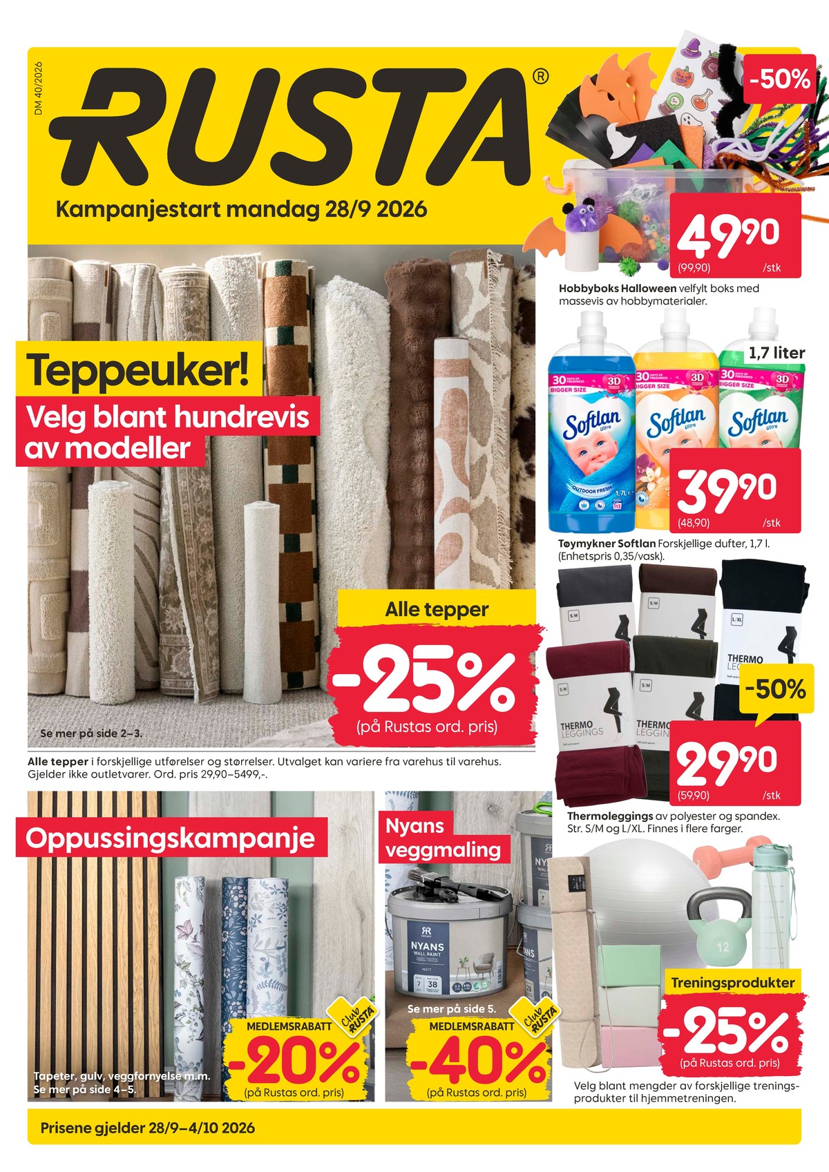 Se Rusta kundeavis for uge 40 på Tilbudsuken.no. Se gode tilbud på mange varer. Les kundeavisen her! Side 1