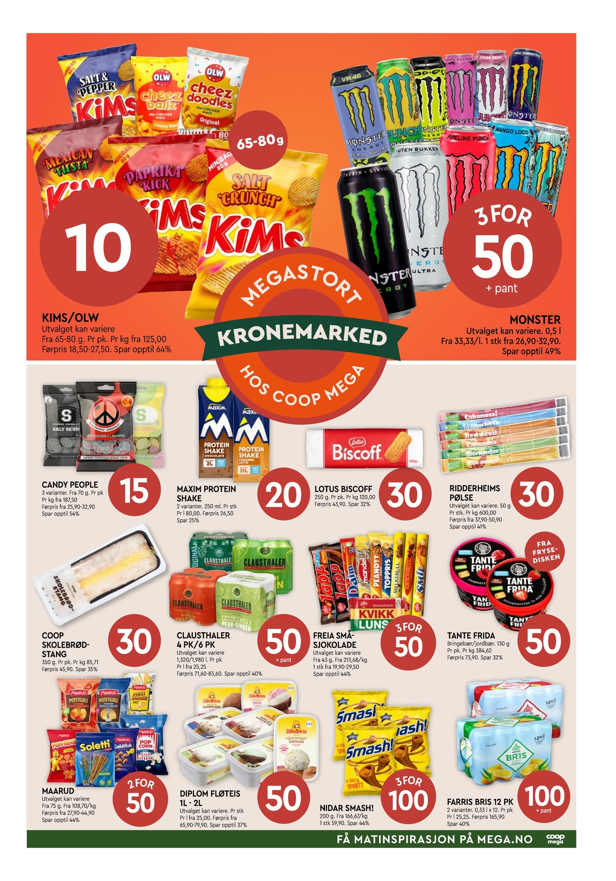 Se Coop Mega kundeavis for uke 41 på Tilbudsuken.no. Se gode tilbud på mange varer, f.eks. energidrikk monster energy eller andre varer. Les kundeavisen her! Side 5