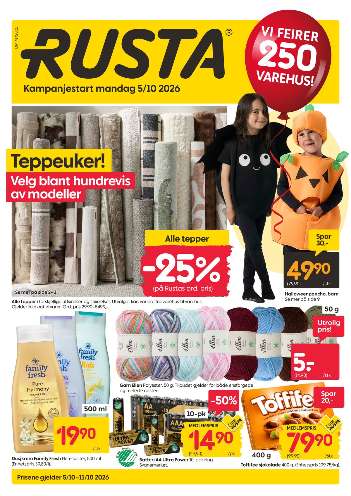 Se Rusta kundeavis for uke 41 på Tilbudsuken.no. Se gode tilbud på mange varer, f.eks. garn ukjent eller sjokolade toffifee. Les kundeavisen her! Side 1