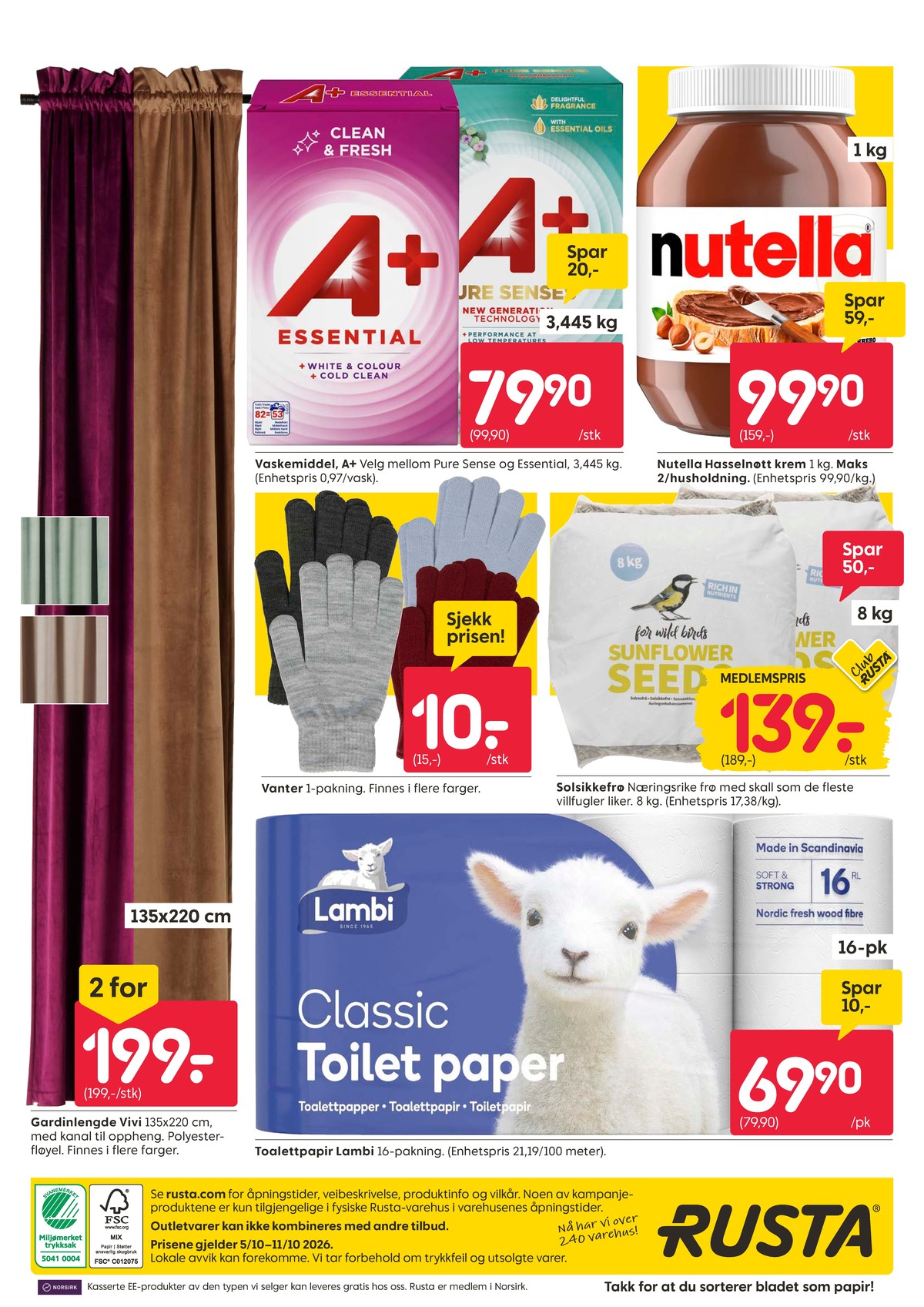Se Rusta kundeavis for uke 41 på Tilbudsuken.no. Se gode tilbud på mange varer, f.eks. vaskepulver a+ eller smørepålæg nutella. Les kundeavisen her! Side 16