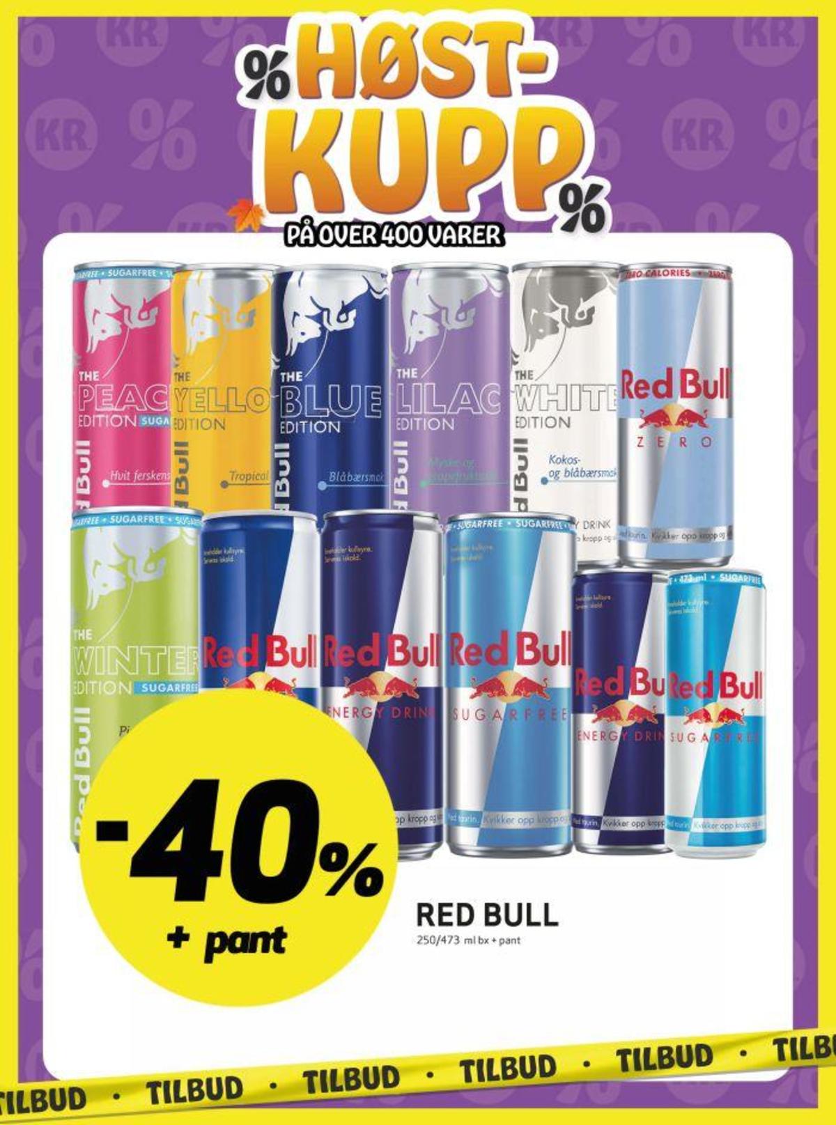 Se Bunnpris kundeavis for uke 41 på Tilbudsuken.no. Se gode tilbud på mange varer, f.eks. energidrikk red bull eller energidrikk 4 pk. red bull. Les kundeavisen her! Side 12