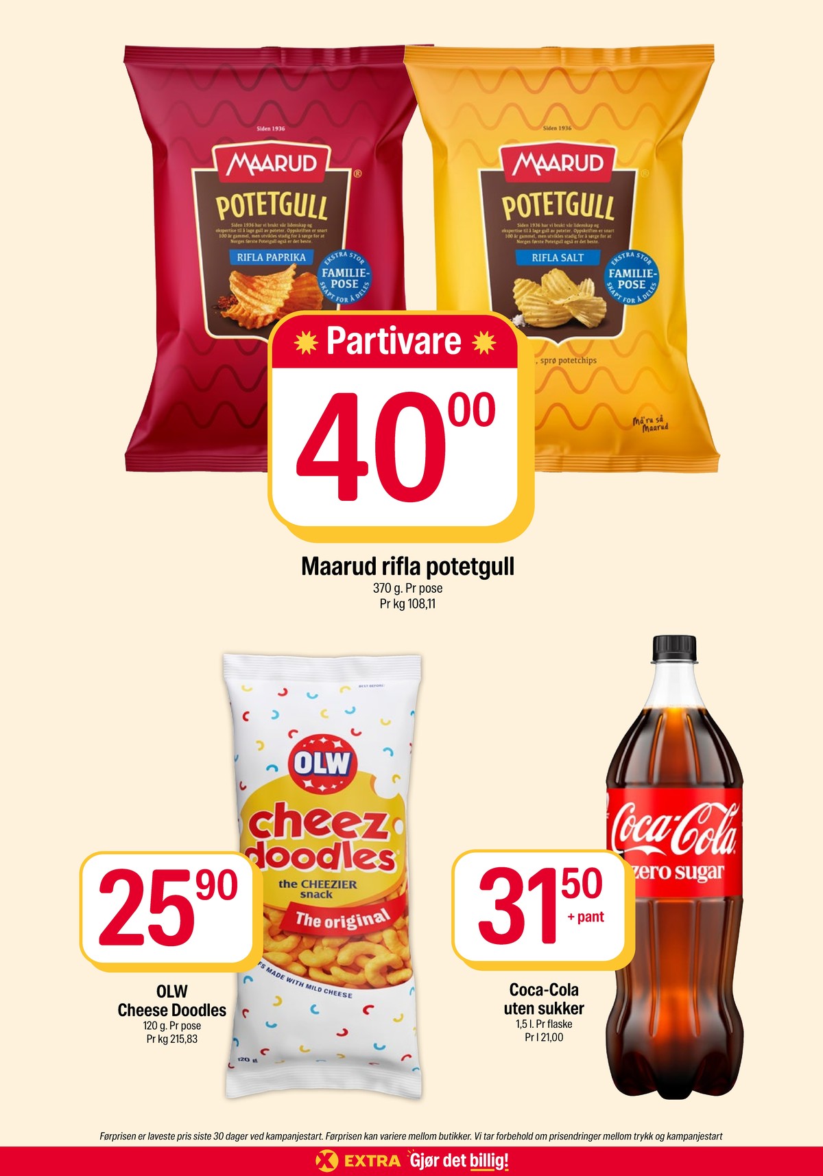 Se Coop Extra kundeavis for uke 42 på Tilbudsuken.no. Se gode tilbud på mange varer, f.eks. potetgull rifla paprika maarud eller potetgull rifla salte maarud. Les kundeavisen her! Side 18